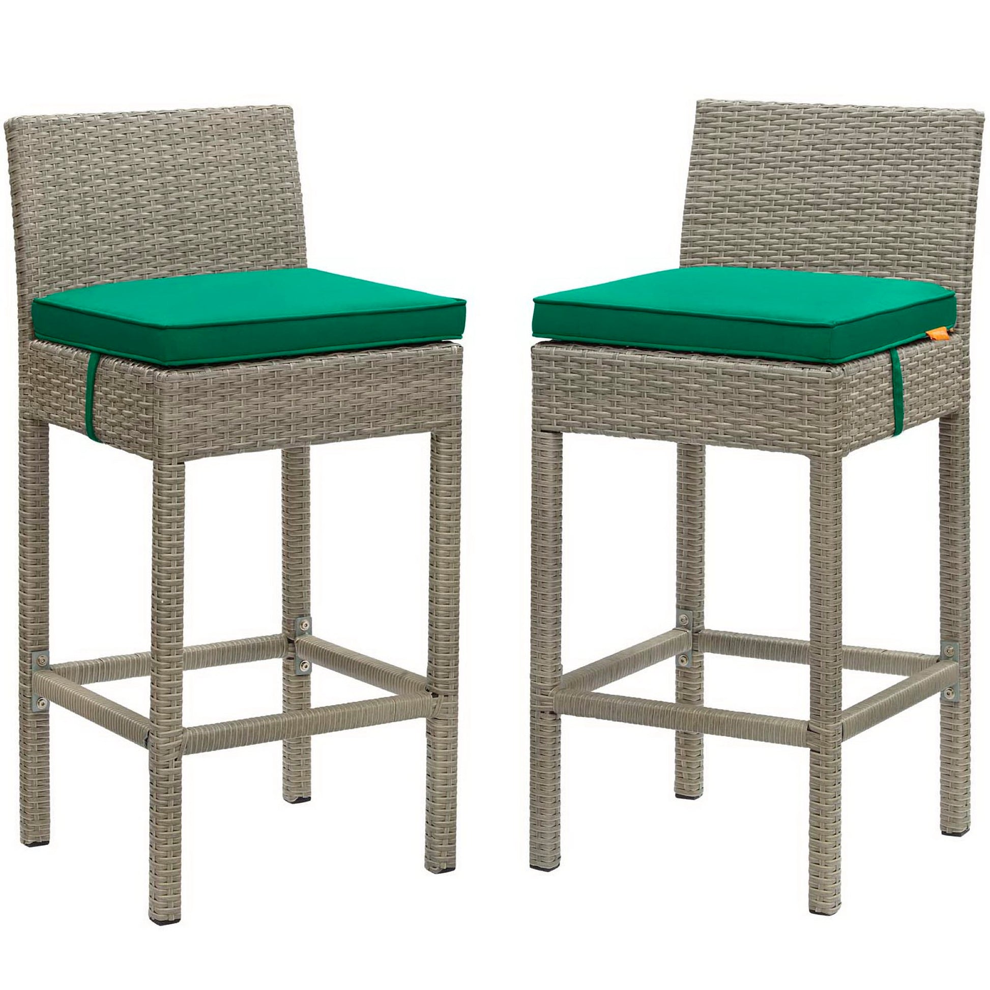 Conduit Outdoor Wicker Rattan Bar Stool Set of 2