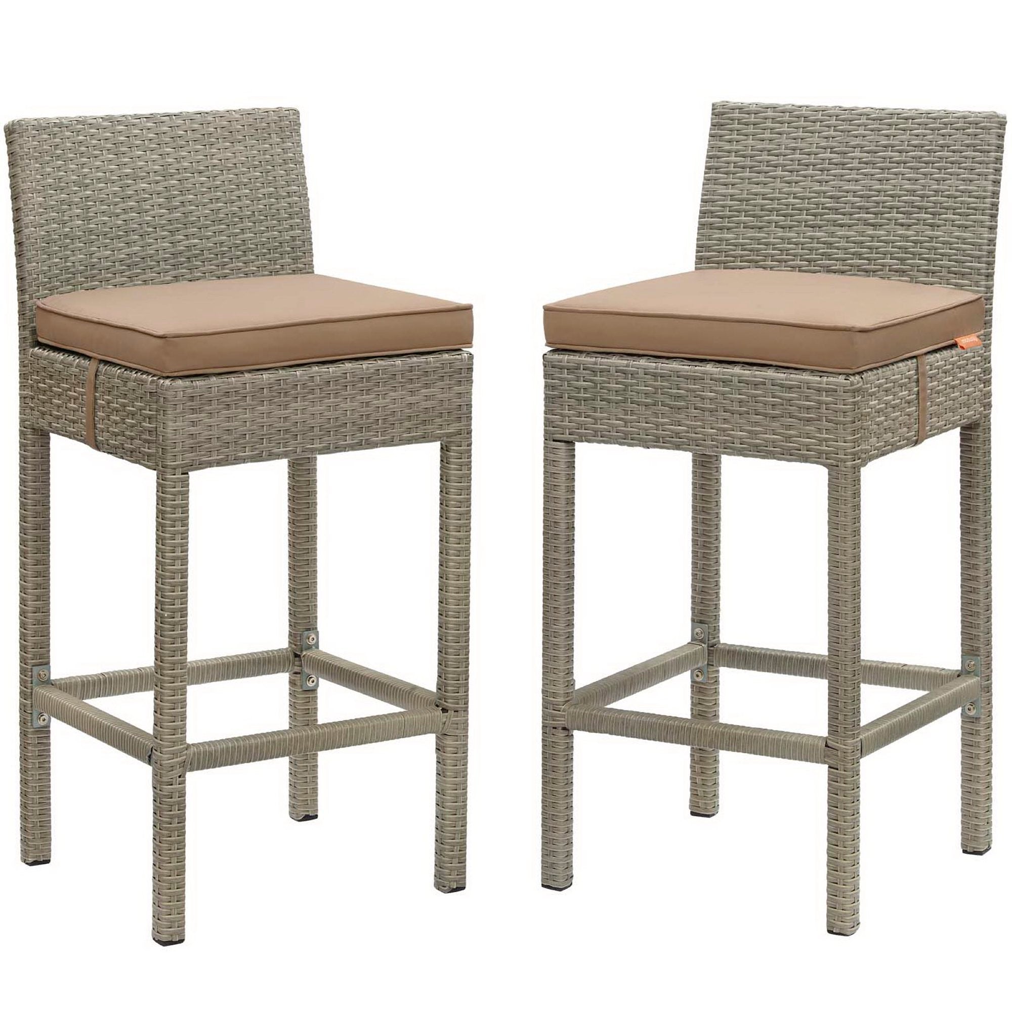 Conduit Outdoor Wicker Rattan Bar Stool Set of 2