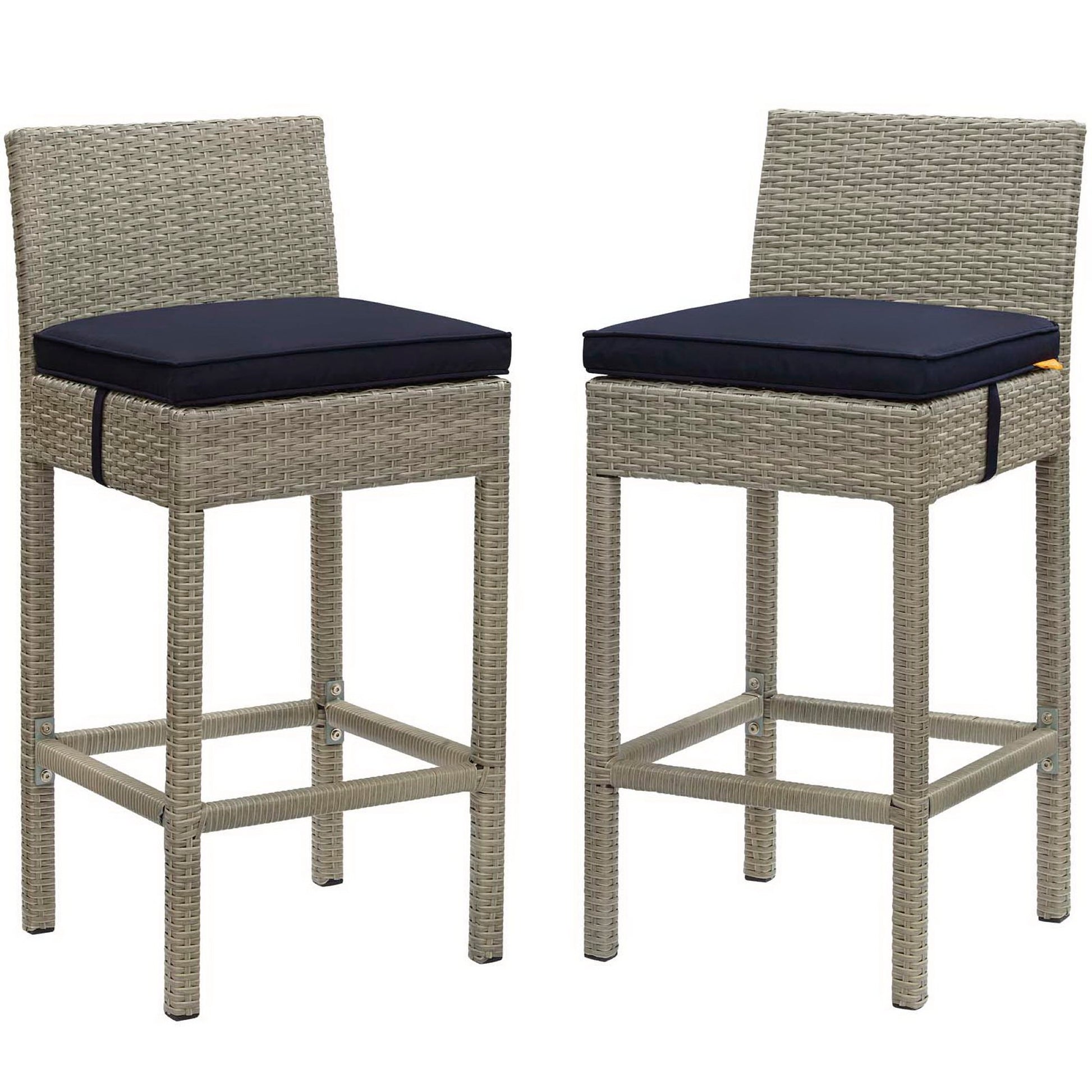 Conduit Outdoor Wicker Rattan Bar Stool Set of 2