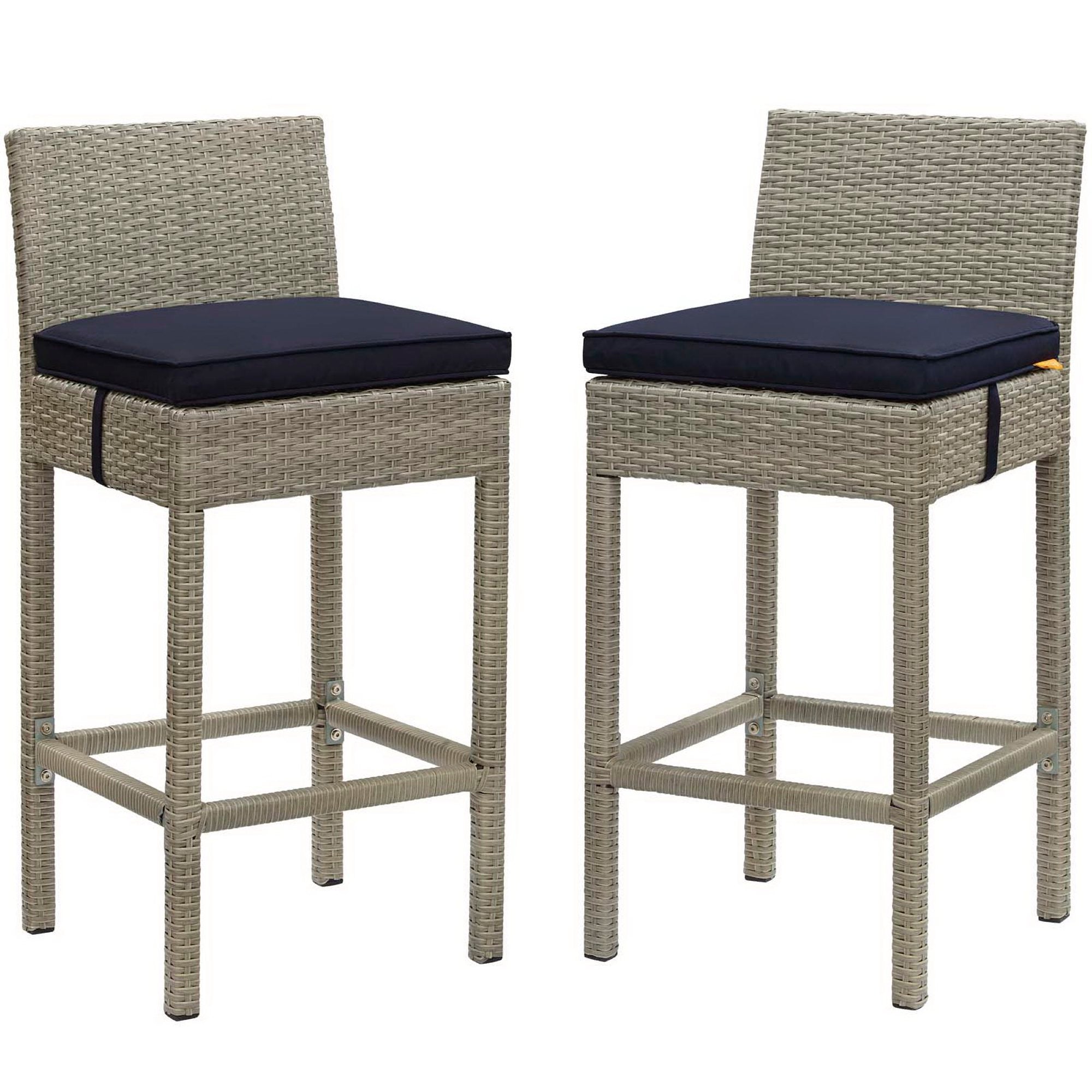 Conduit Outdoor Wicker Rattan Bar Stool Set of 2