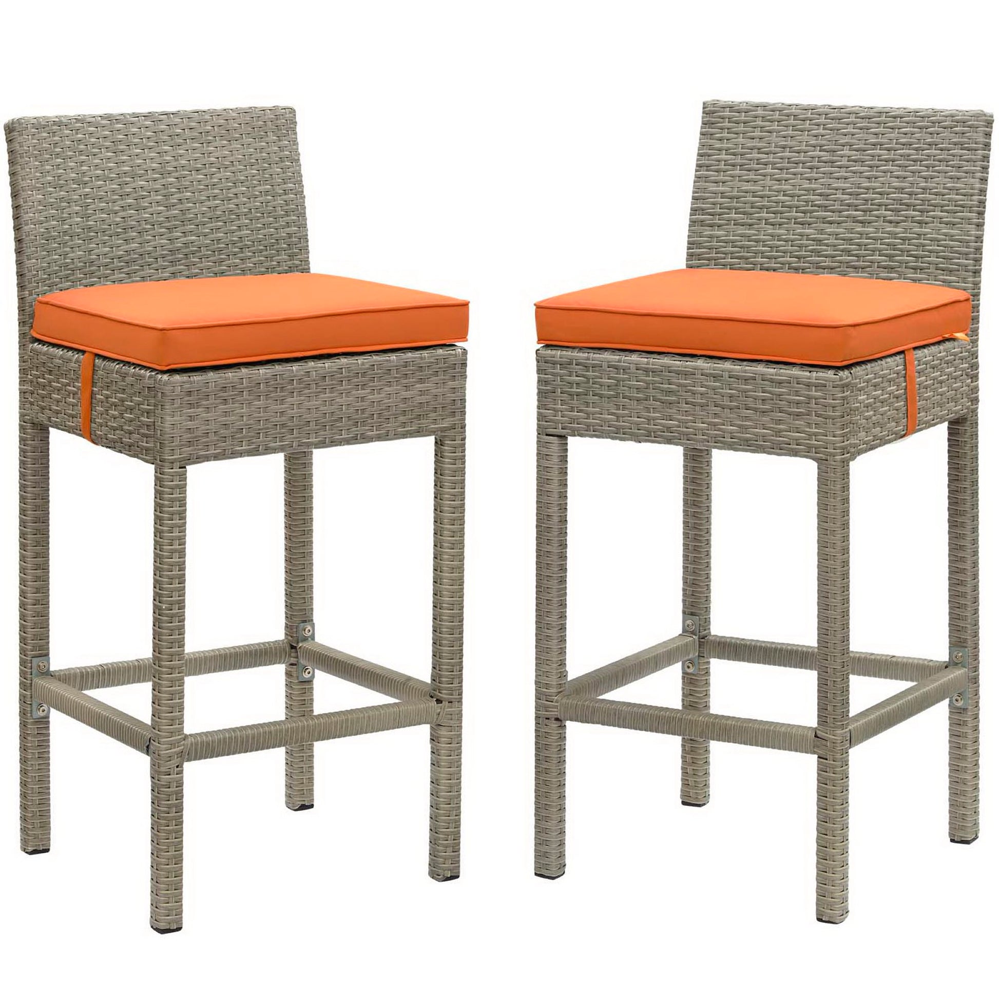 Conduit Outdoor Wicker Rattan Bar Stool Set of 2