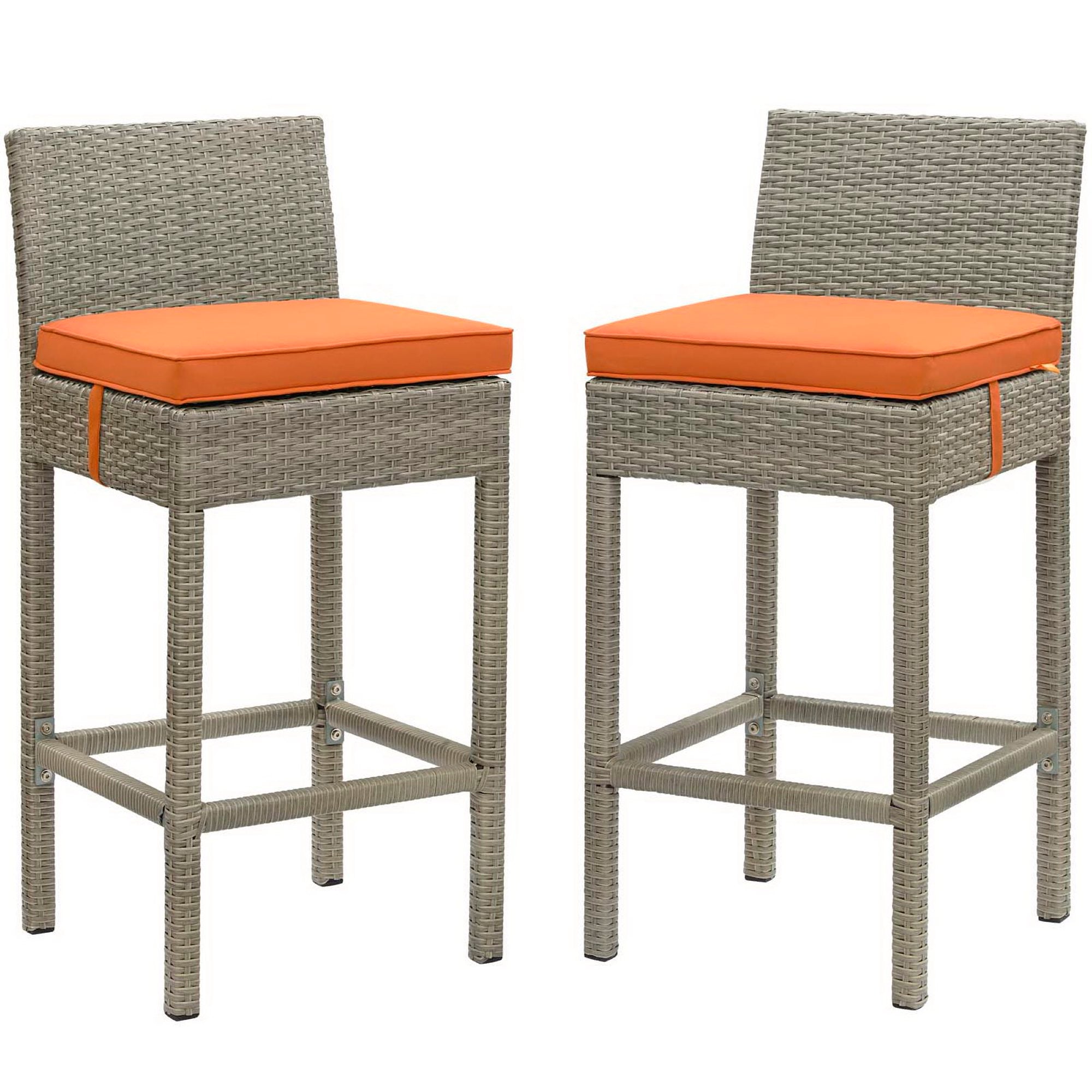 Conduit Outdoor Wicker Rattan Bar Stool Set of 2
