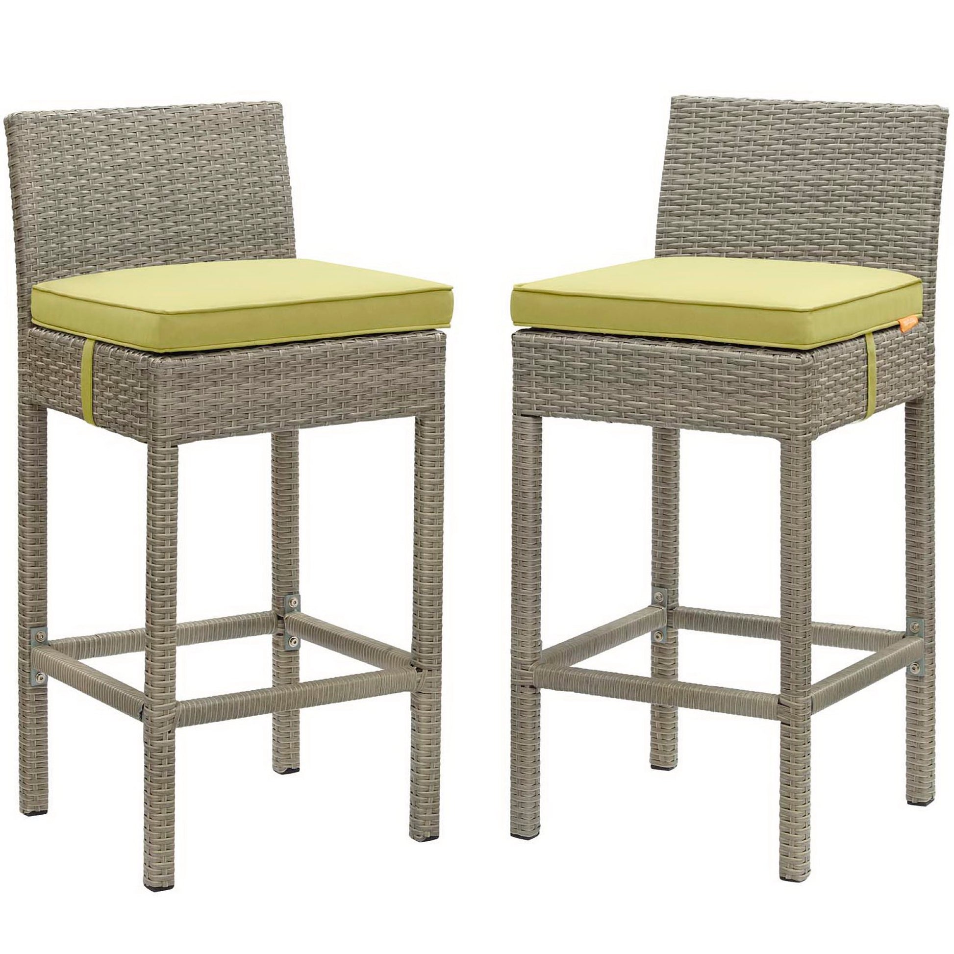 Conduit Outdoor Wicker Rattan Bar Stool Set of 2