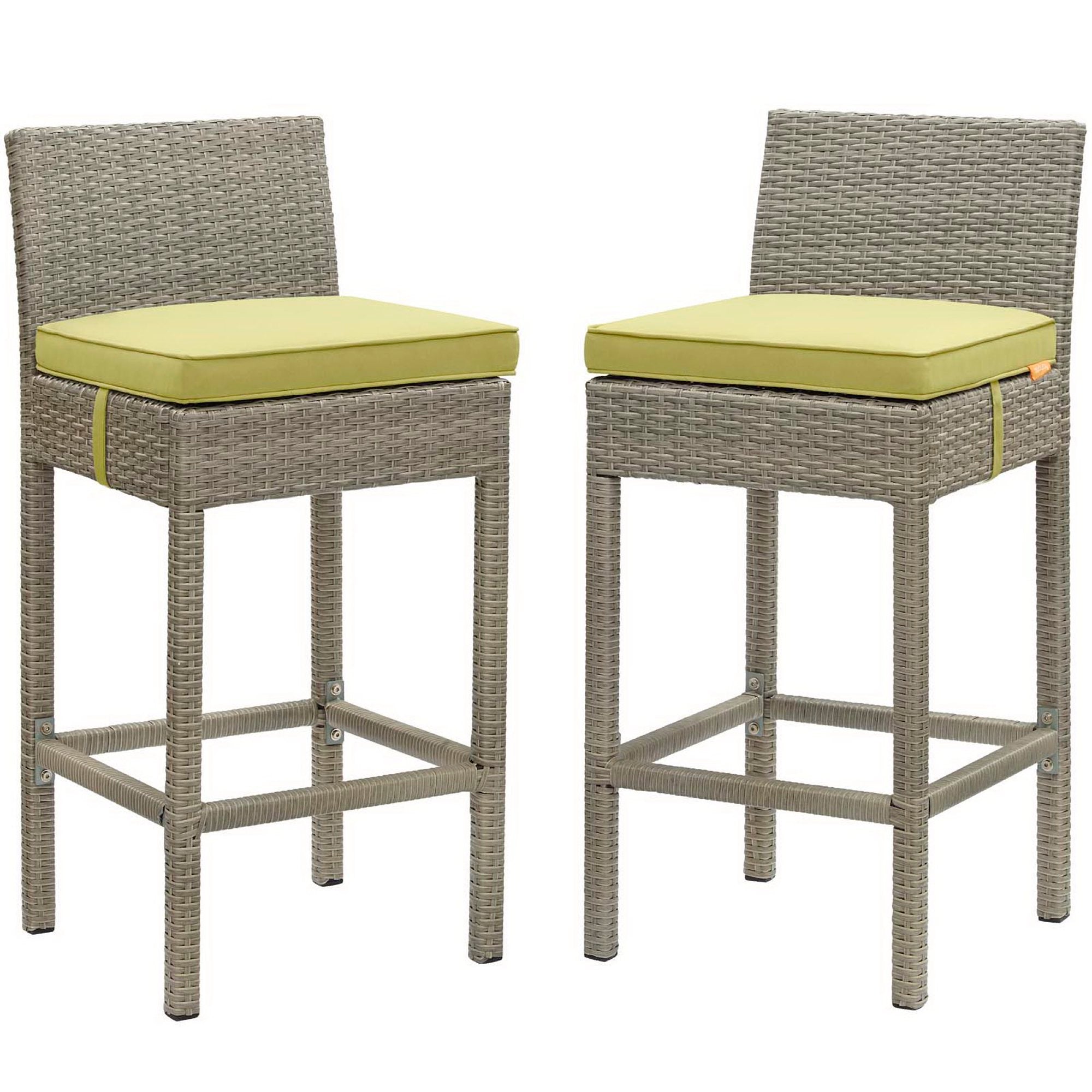 Conduit Outdoor Wicker Rattan Bar Stool Set of 2
