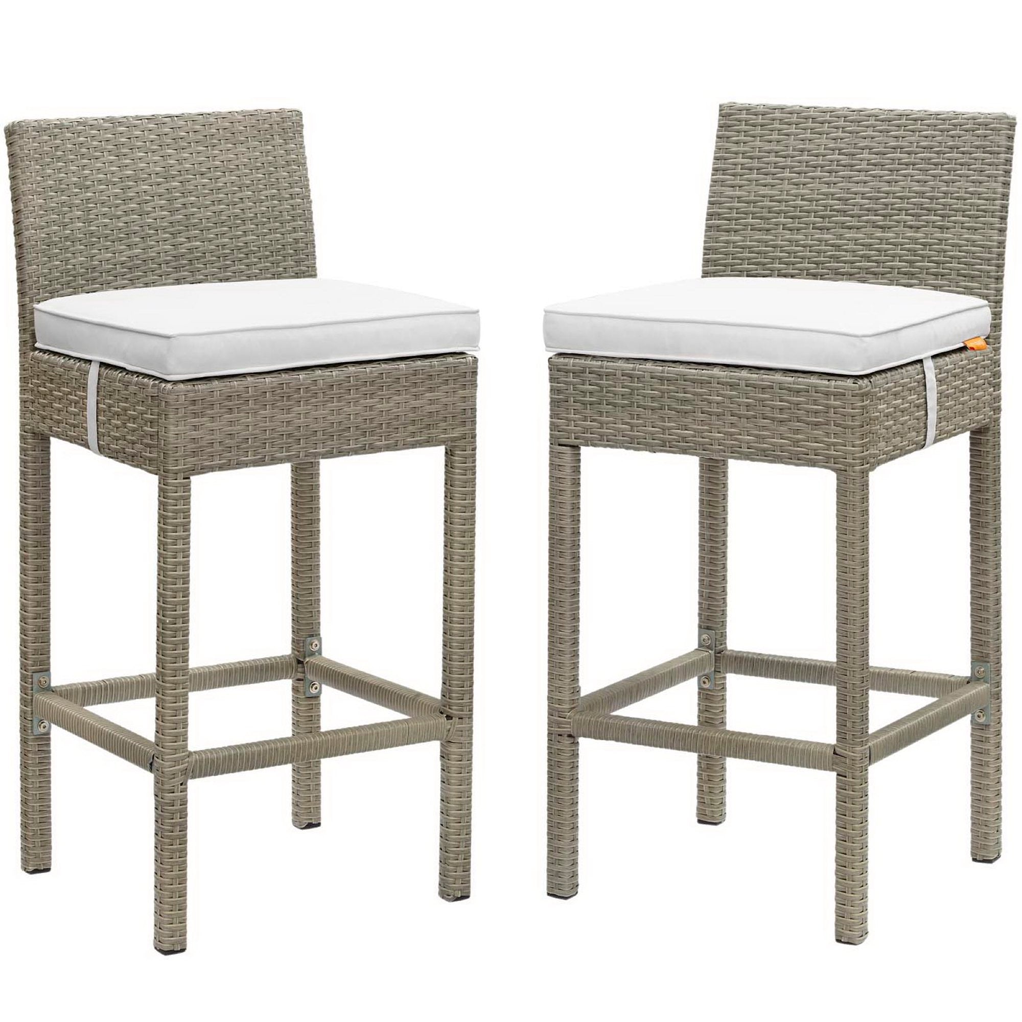 Conduit Outdoor Wicker Rattan Bar Stool Set of 2