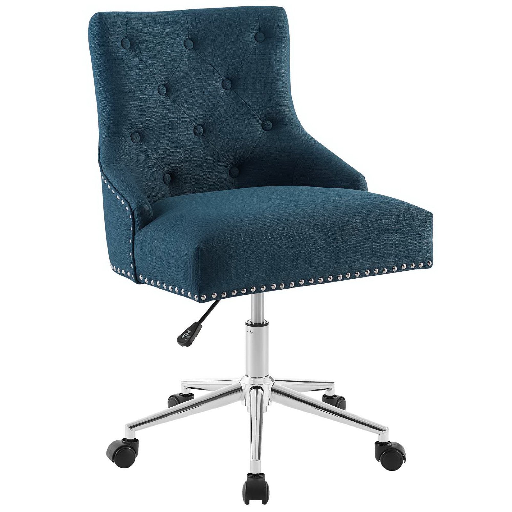 Regent Tufted Button Swivel Upholstered Fabric Office Chair - Azure