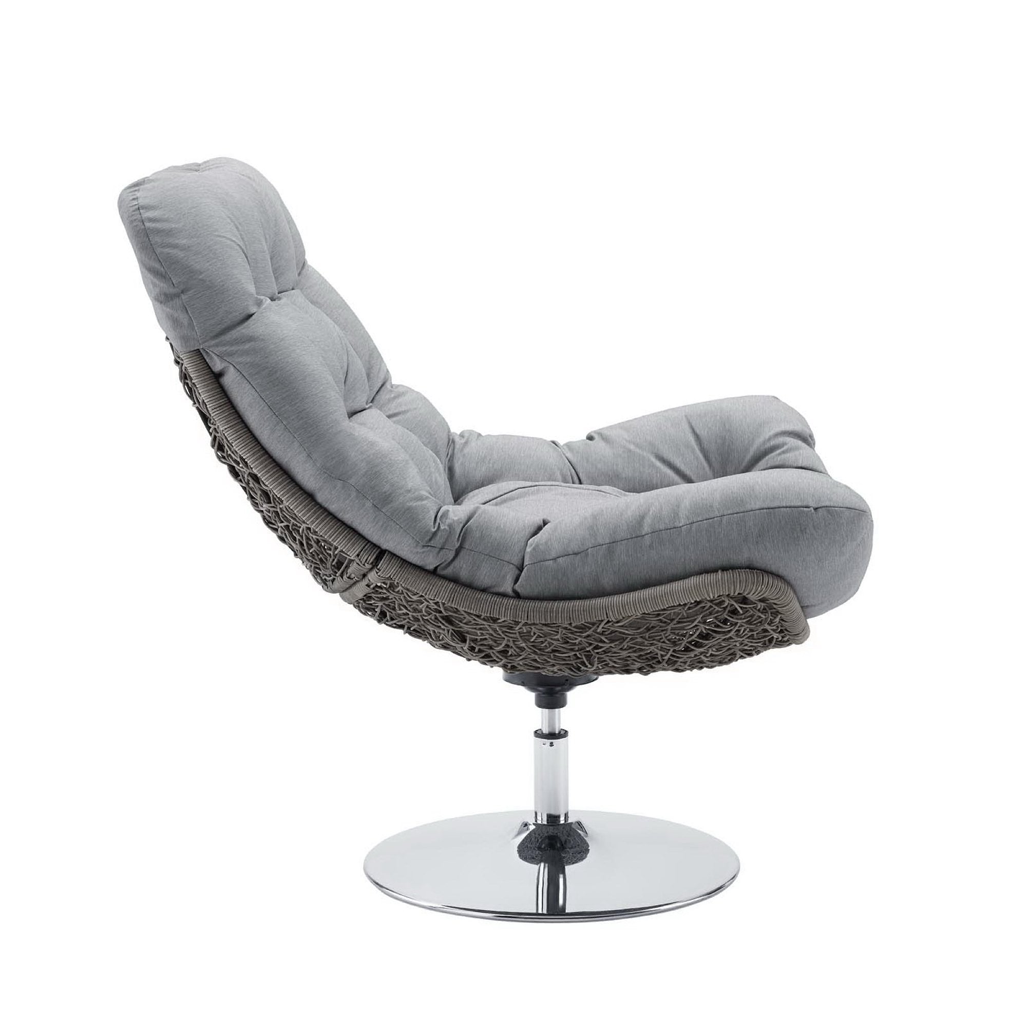 Brighton Wicker Rattan Outdoor Patio Swivel Lounge Chair - Light Gray Navy