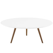 Lippa 40" Round Wood Coffee Table with Tripod Base - Walnut White