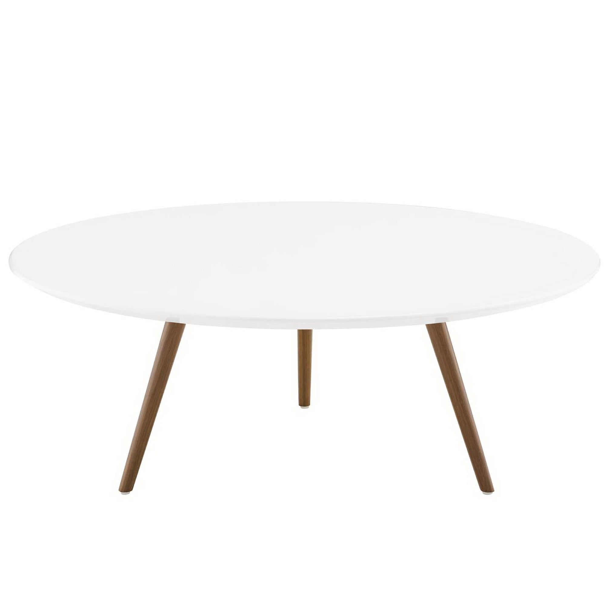 Lippa 40" Round Wood Coffee Table with Tripod Base - Walnut White