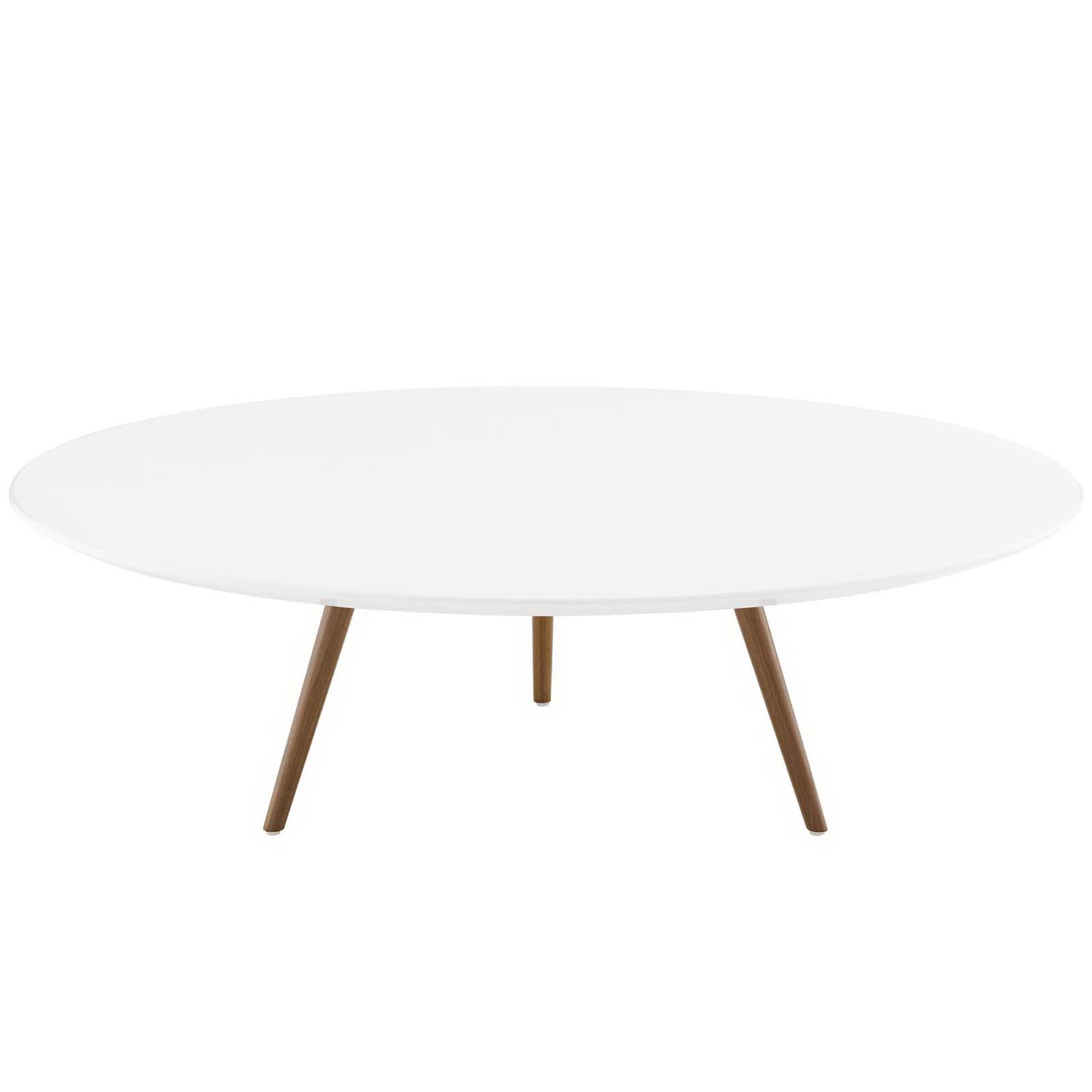 Lippa 48" Round Wood Coffee Table with Tripod Base - Walnut White