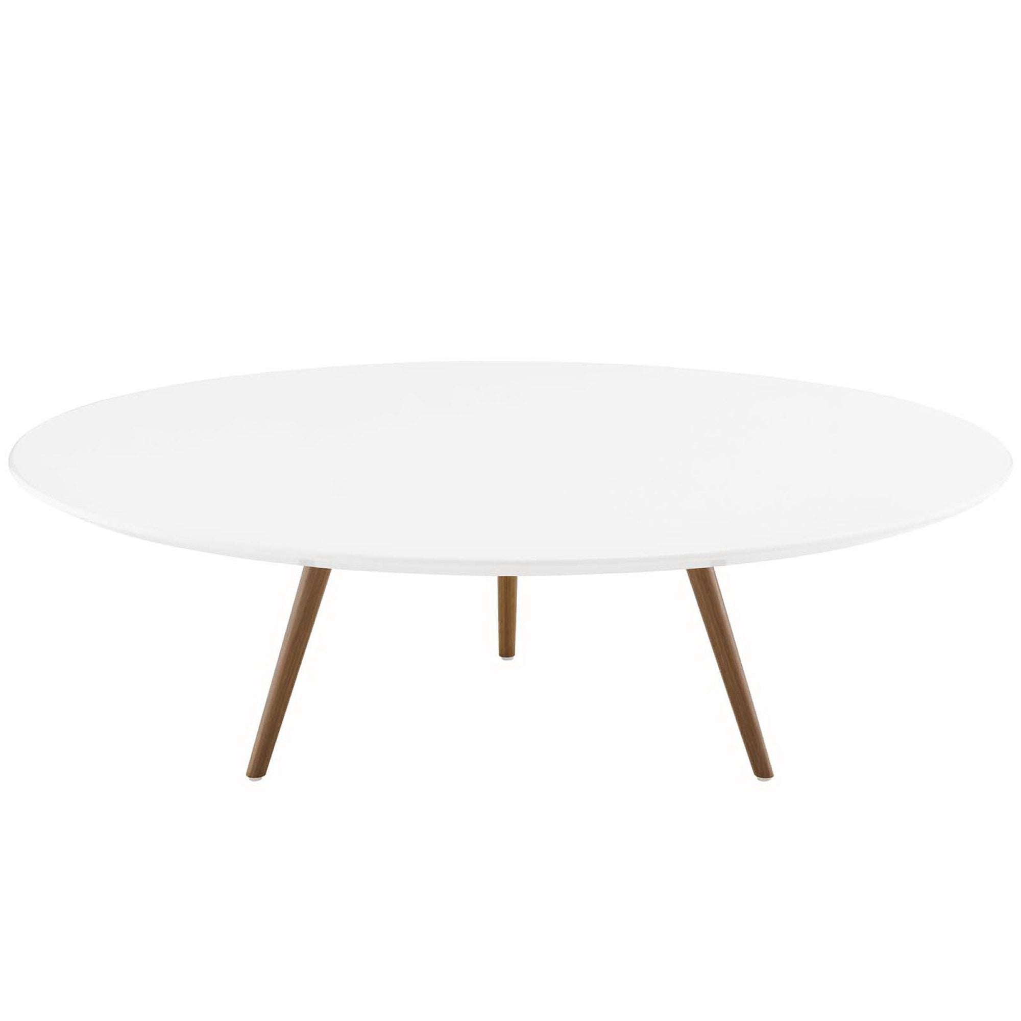 Lippa 48" Round Wood Coffee Table with Tripod Base - Walnut White