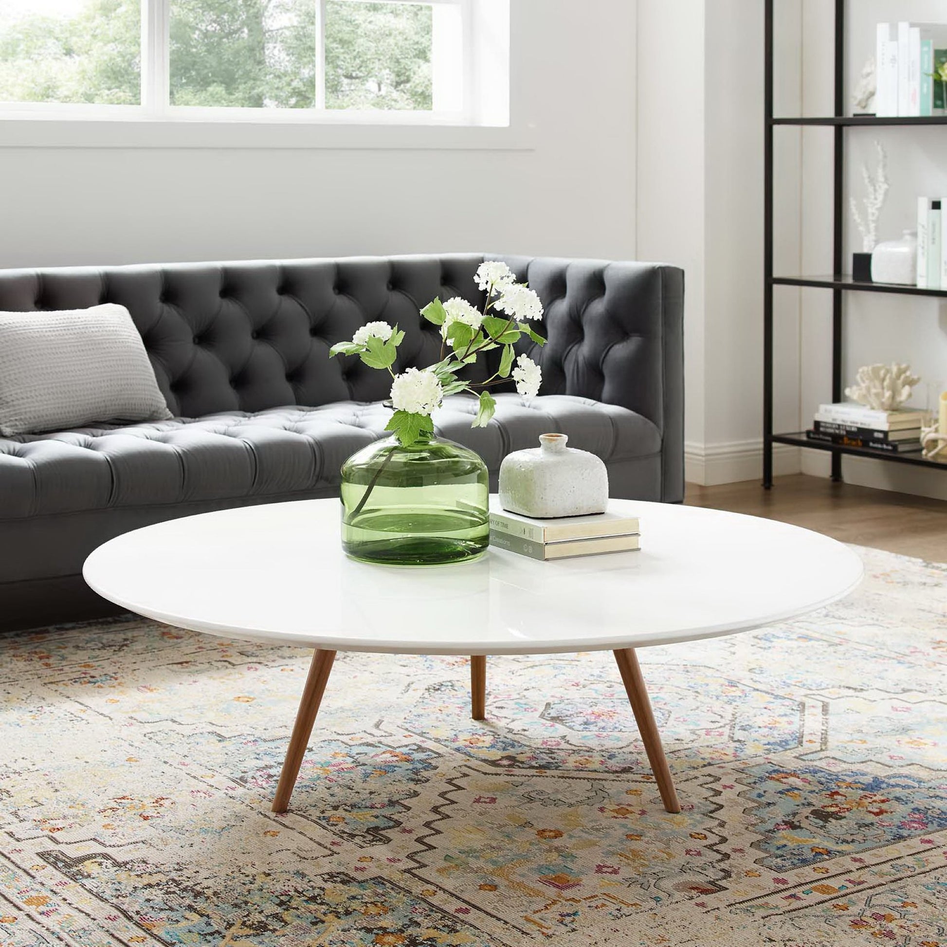 Lippa 48" Round Wood Coffee Table with Tripod Base