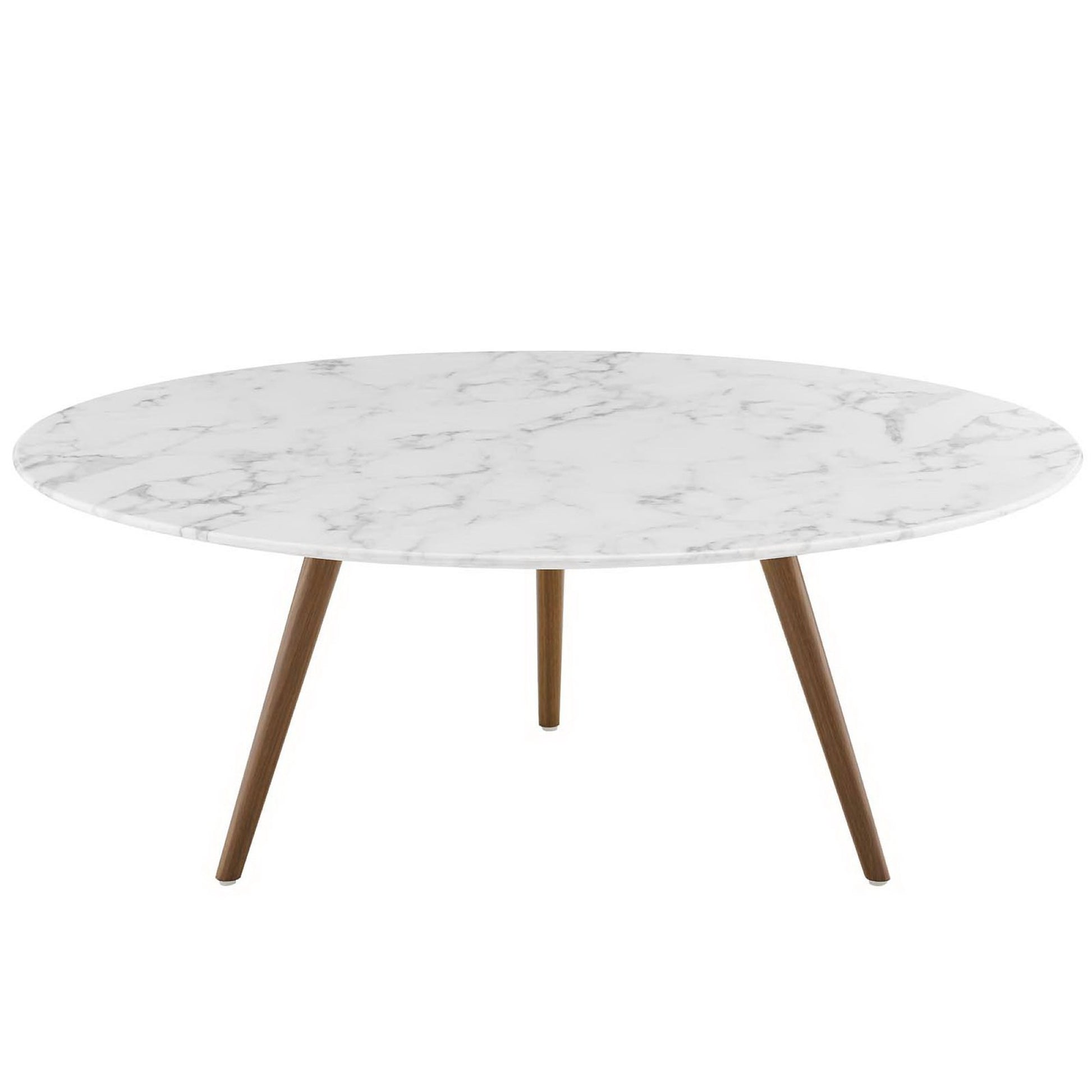 Lippa 40" Round Faux Marble Coffee Table with Tripod Base - Walnut White