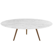 Lippa 48" Round Faux Marble Coffee Table with Tripod Base - Walnut White