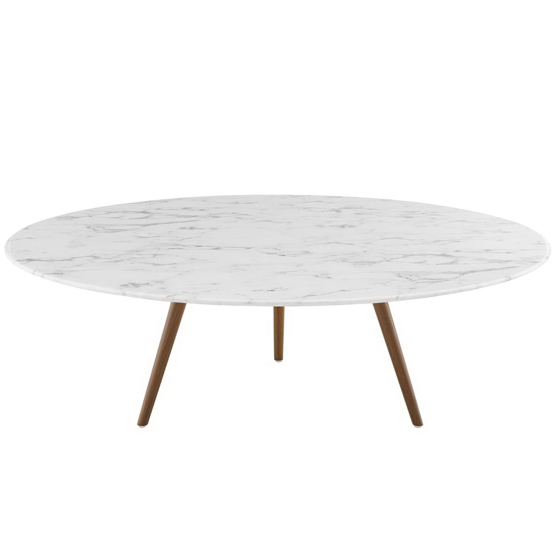 Lippa 48" Round Faux Marble Coffee Table with Tripod Base - Walnut White