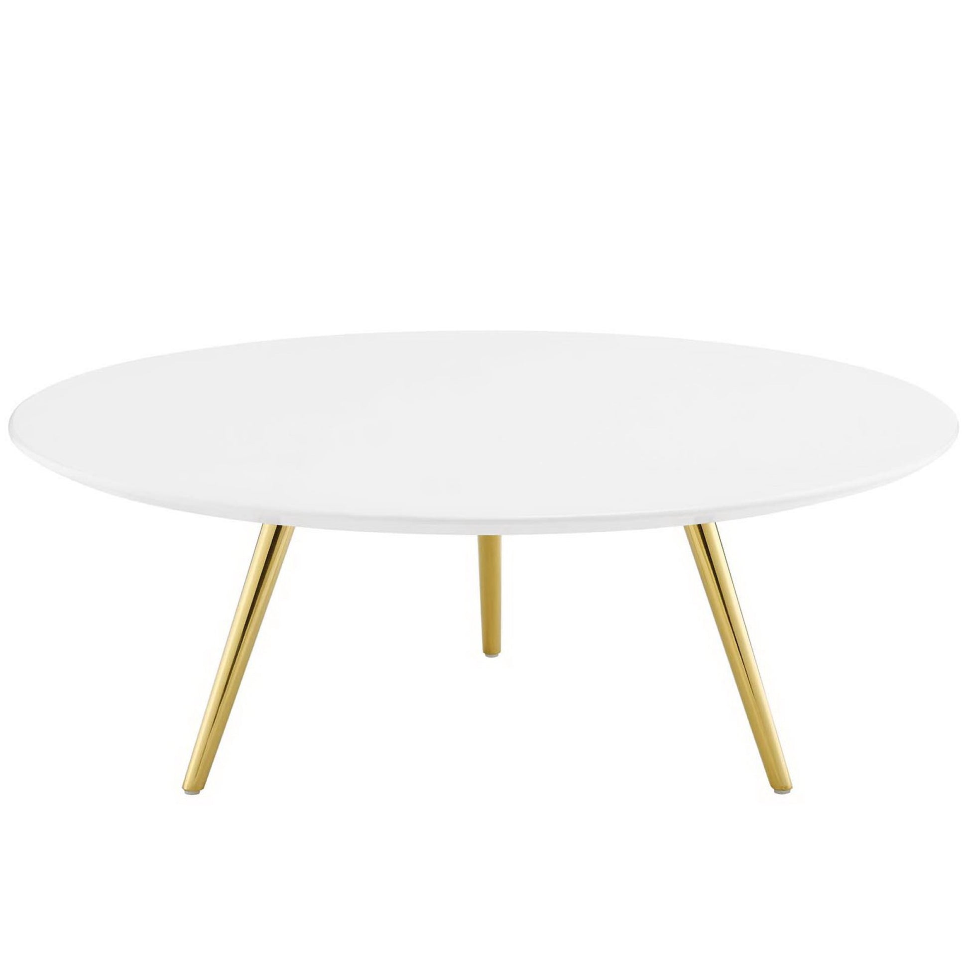Lippa Round Wood Coffee Table with Tripod Base - Gold White