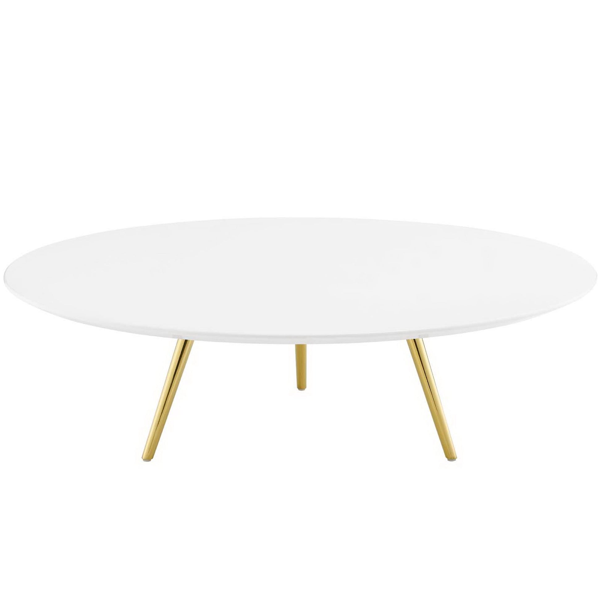 Lippa 48" Round Wood Coffee Table with Tripod Base - Gold White