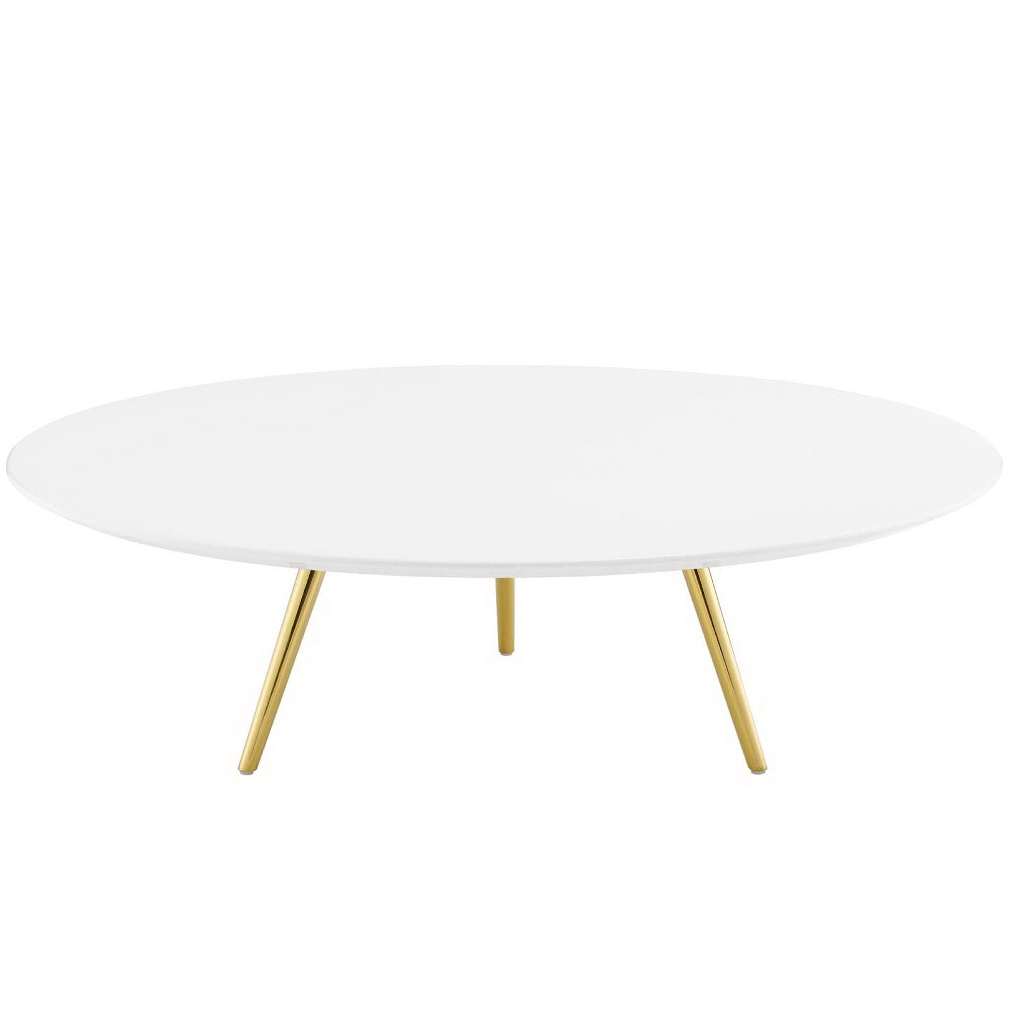 Lippa 48" Round Wood Coffee Table with Tripod Base - Gold White