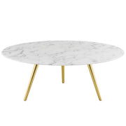 Lippa 40" Round Faux Marble Coffee Table with Tripod Base - Gold White