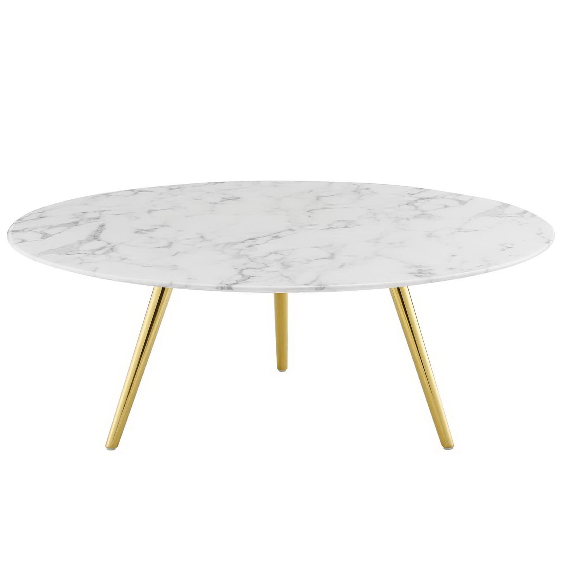 Lippa 40" Round Faux Marble Coffee Table with Tripod Base - Gold White