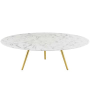 Lippa Round Artificial Marble Coffee Table with Tripod Base - Gold White
