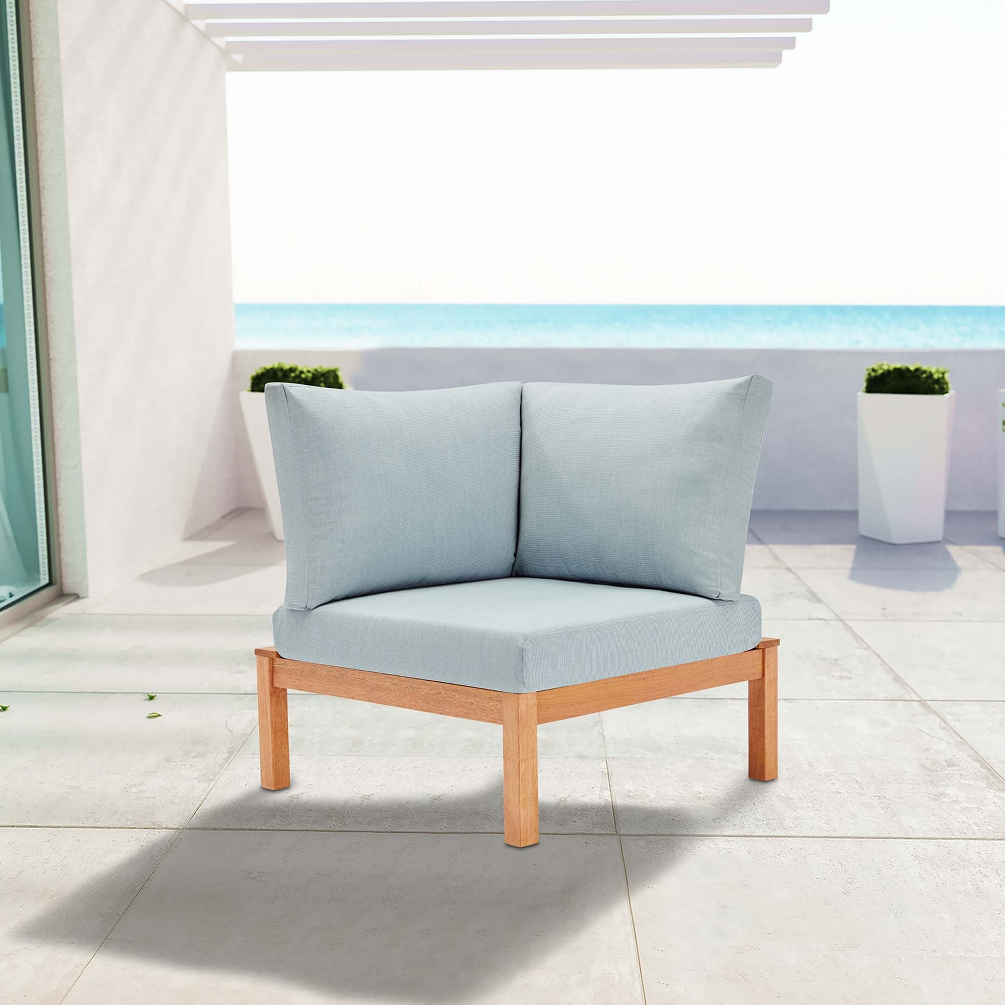 Freeport Karri Wood Sectional Sofa Outdoor Patio Corner Chair