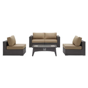 Convene 5 Piece Set Outdoor with Fire Pit - Espresso Beige