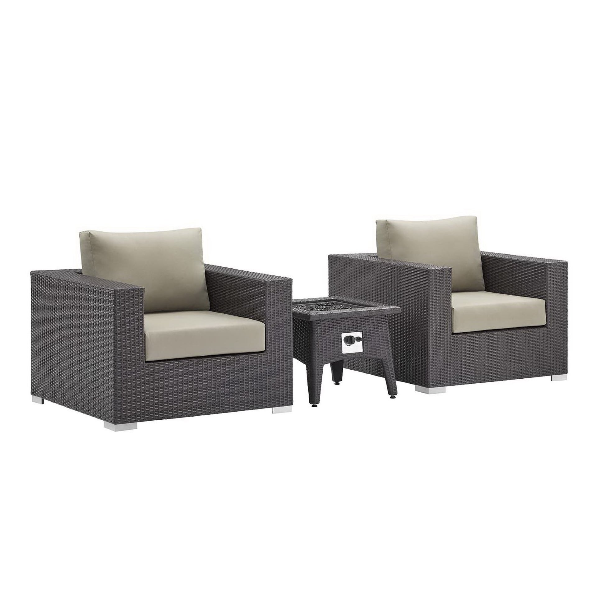 Convene 3 Piece Set Outdoor with Fire Pit - Espresso Beige