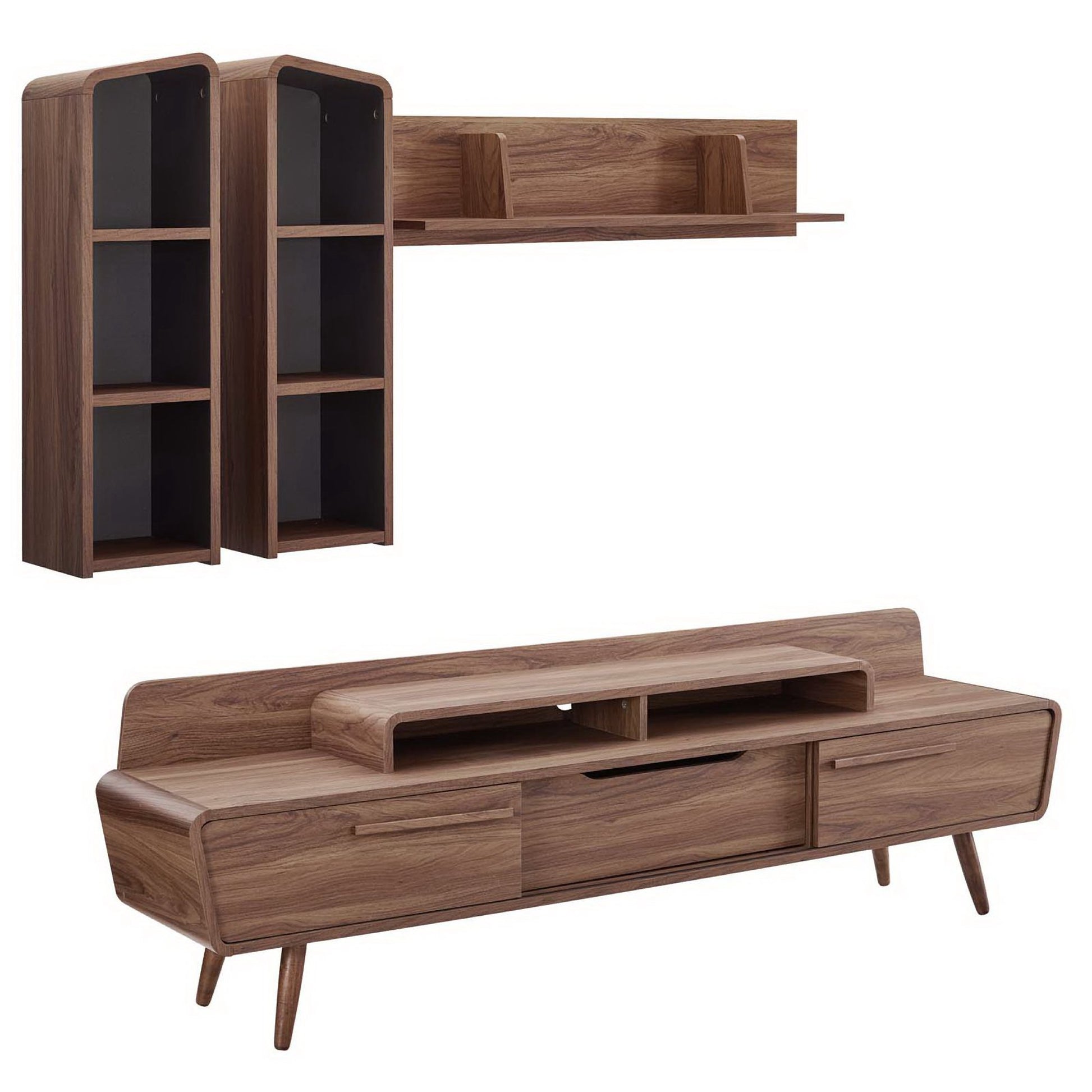 Omnistand 2 Piece Entertainment Center - Walnut Gray