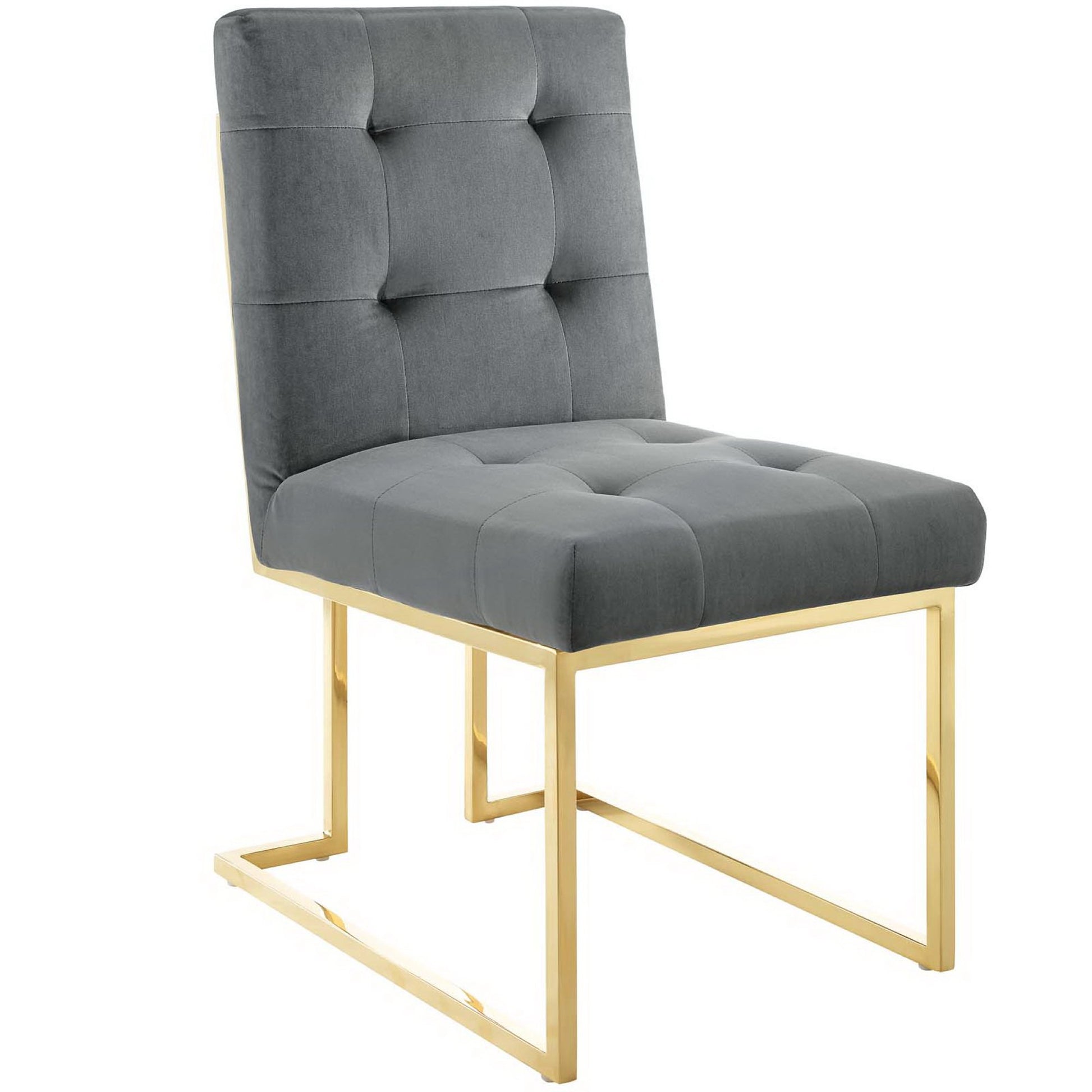 Privy Gold Stainless Steel Performance Velvet Dining Chair - Gold Charcoal