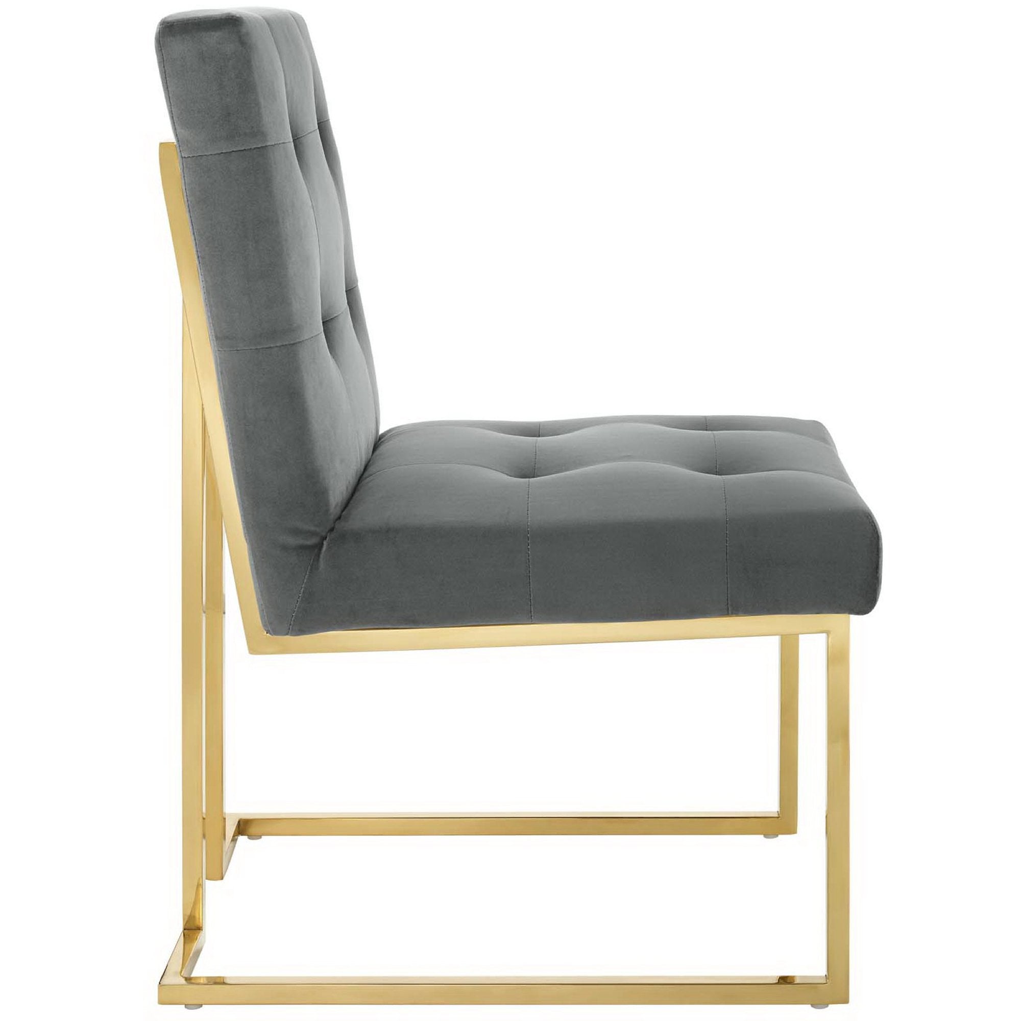 Privy Gold Stainless Steel Performance Velvet Dining Chair - Gold Dusty Rose