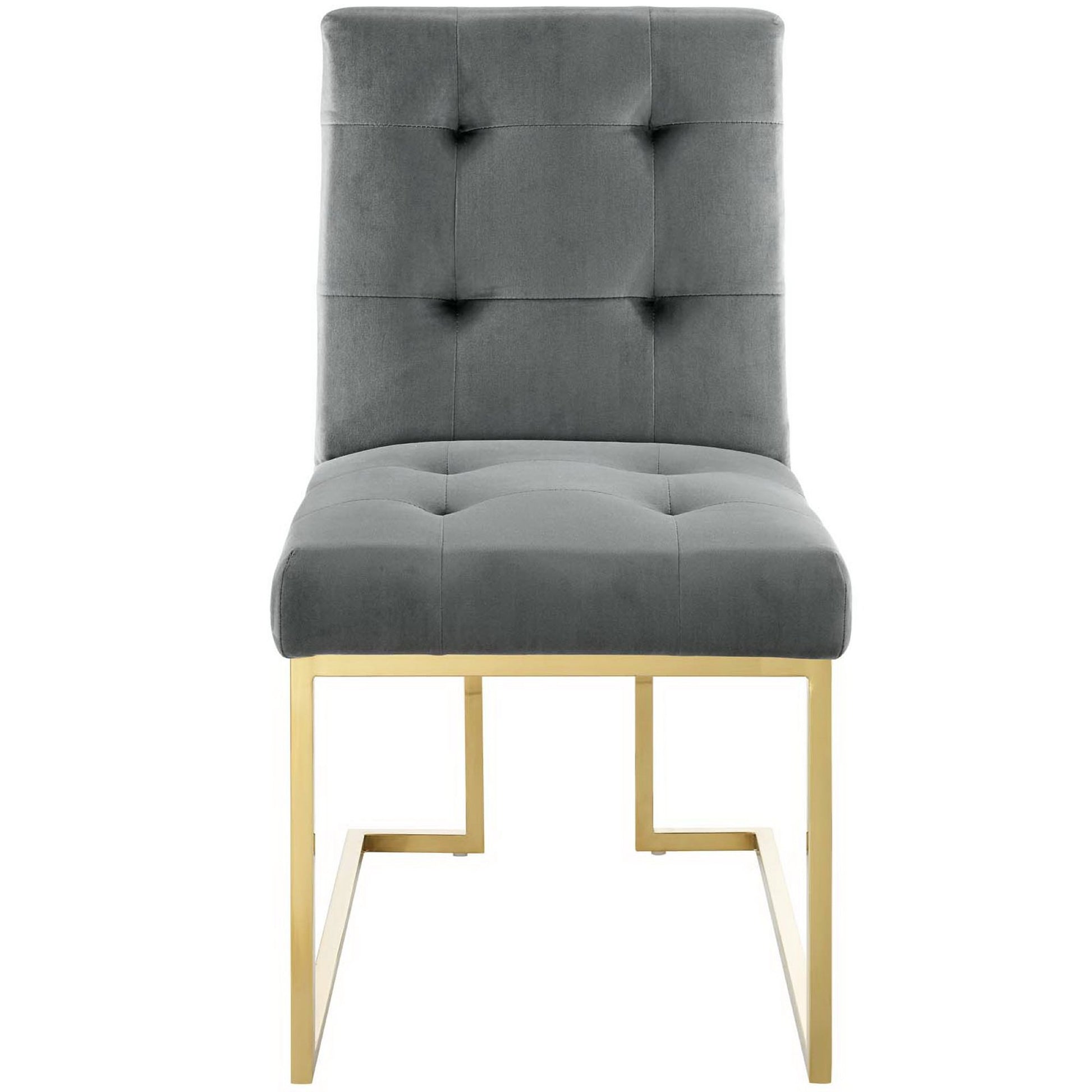 Privy Gold Stainless Steel Performance Velvet Dining Chair - Gold Ivory