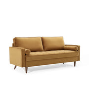 Valour Performance Velvet Sofa - Cognac