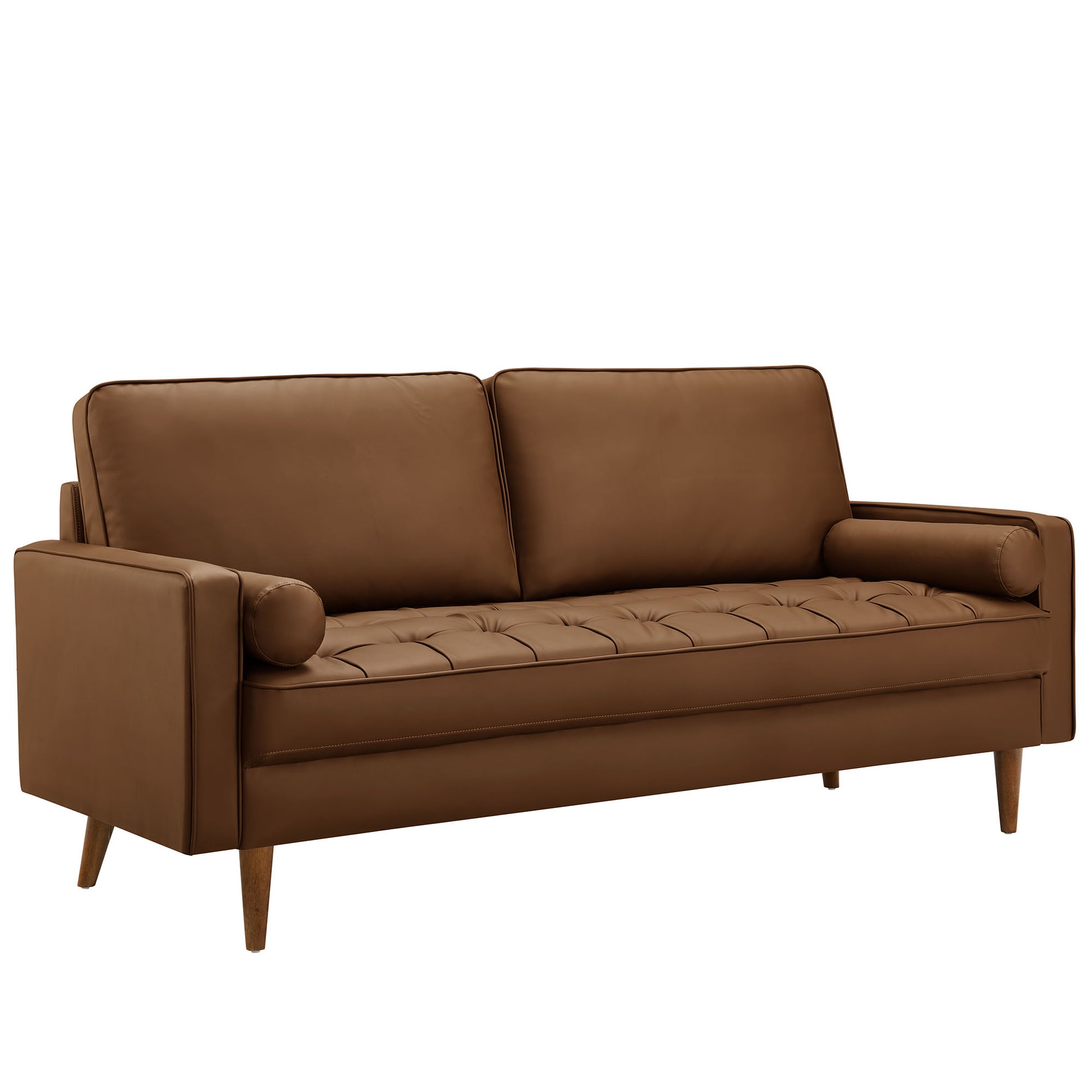 Valour Upholstered Faux Leather Sofa - Brown