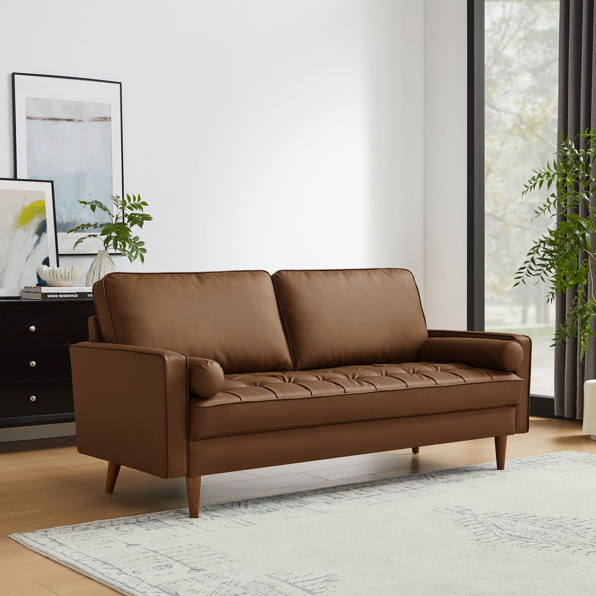Valour Upholstered Faux Leather Sofa