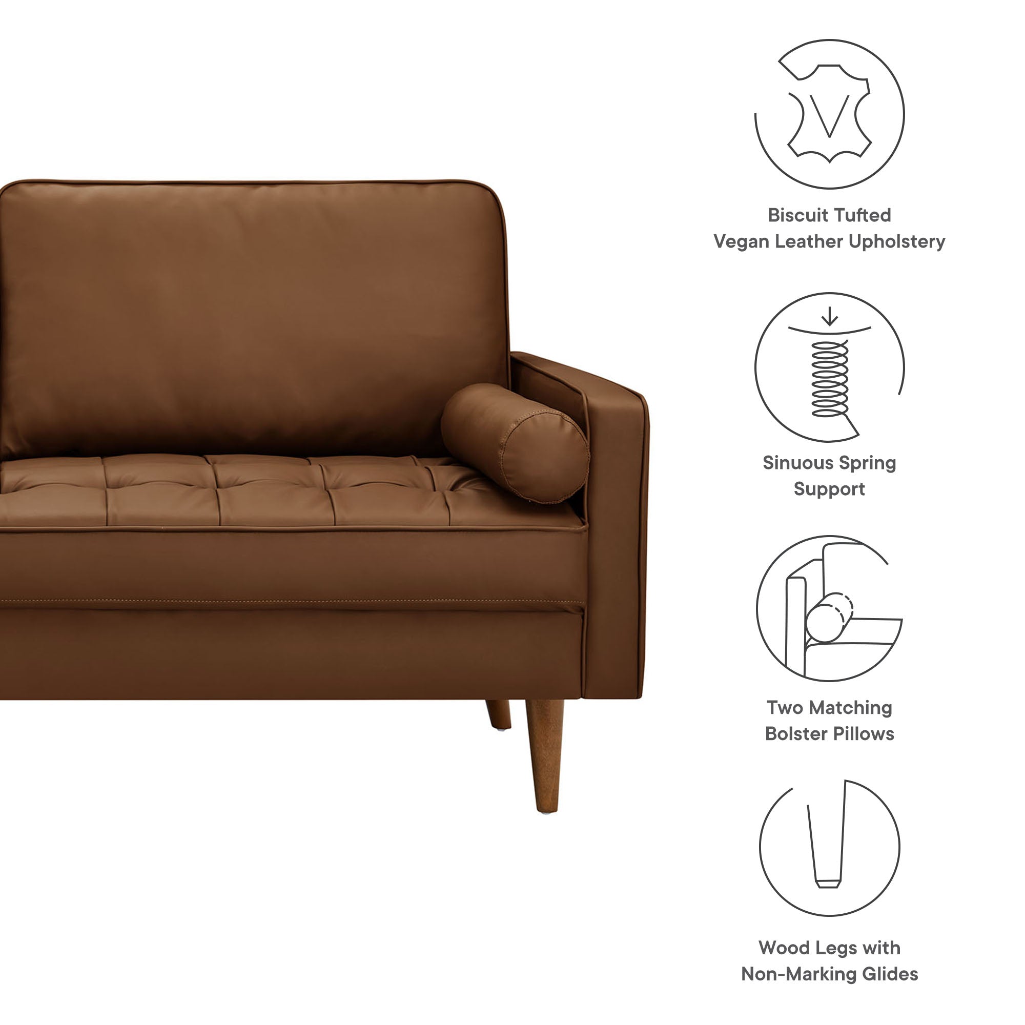 Valour Upholstered Faux Leather Sofa - Tan