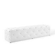 Amour 72" Tufted Button Entryway Faux Leather Bench - White