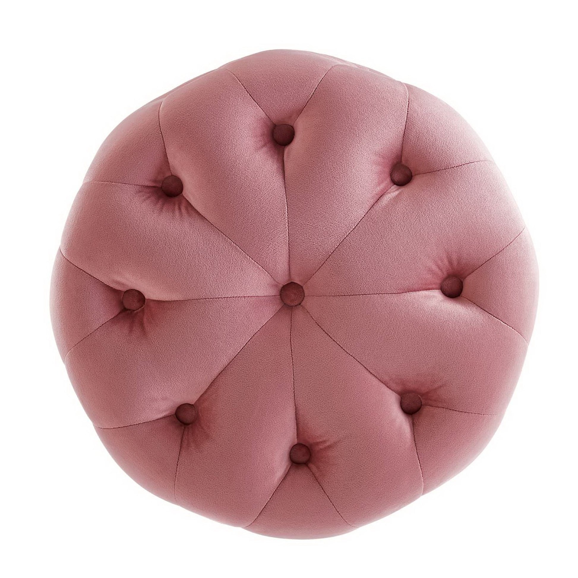 Amour Tufted Button Round Performance Velvet Ottoman - Navy