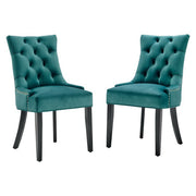 Regent Tufted Performance Velvet Dining Side Chairs - Set of 2 - Teal