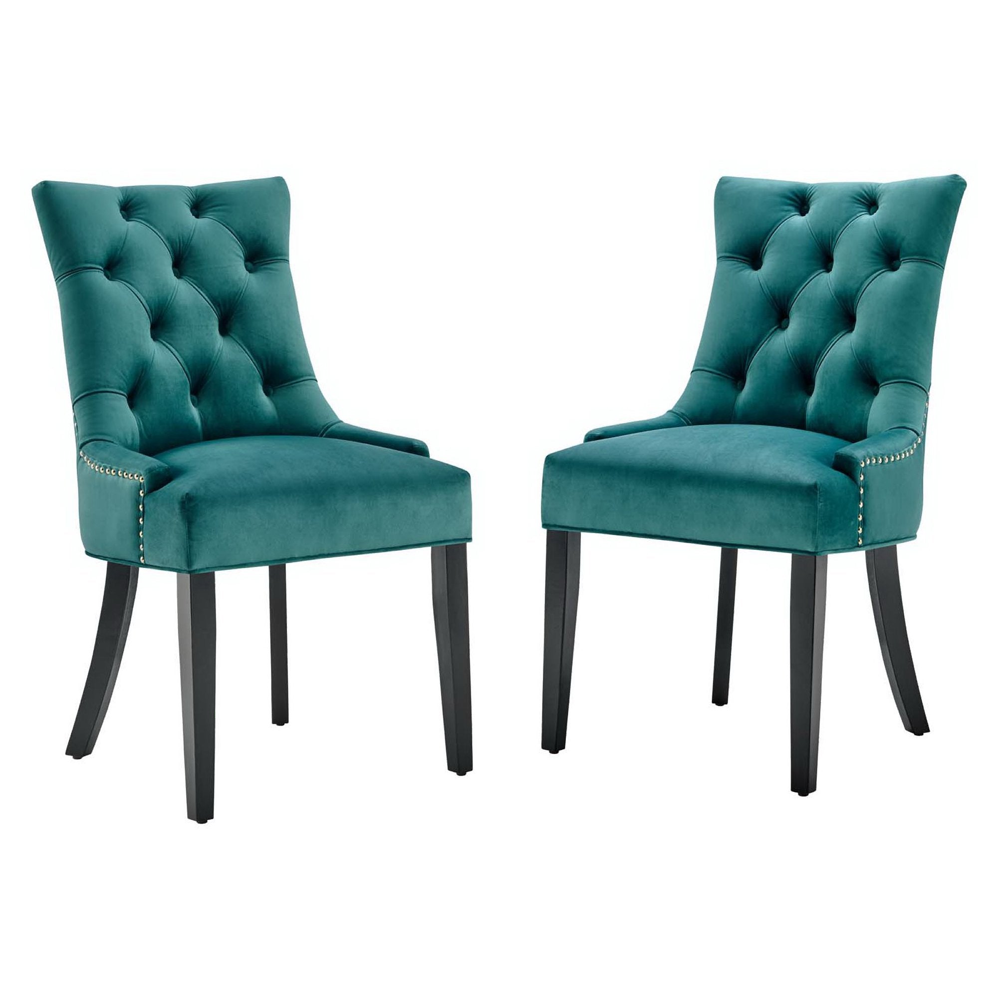 Regent Tufted Performance Velvet Dining Side Chairs - Set of 2 - Teal