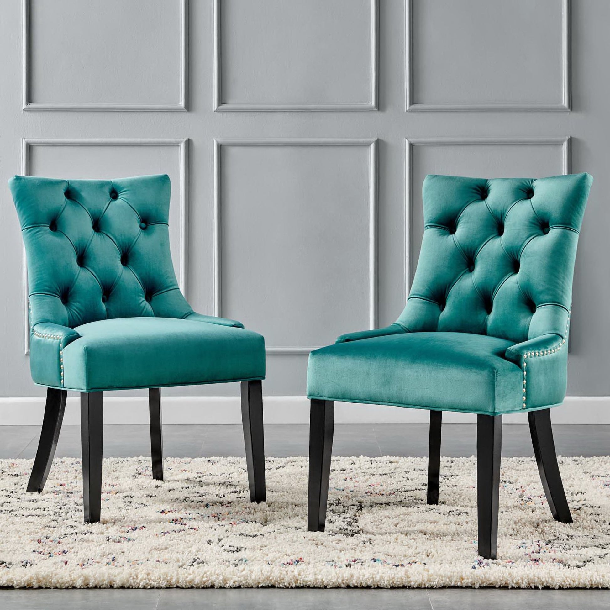 Regent Tufted Performance Velvet Dining Side Chairs - Set of 2
