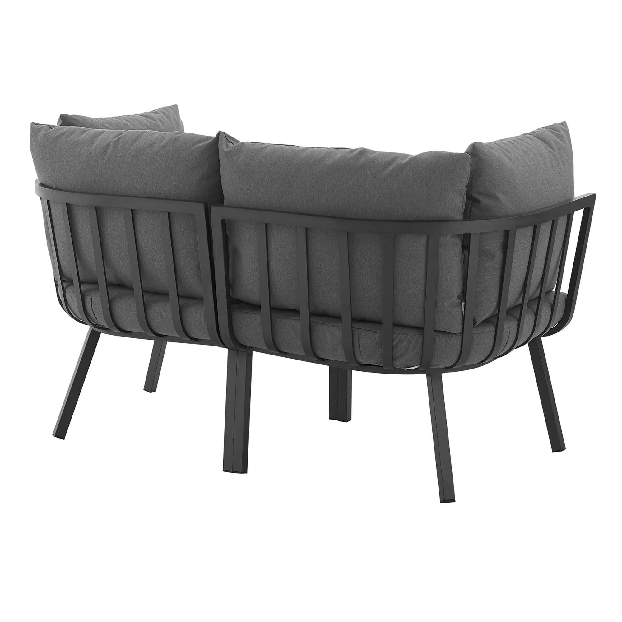 Riverside 2 Piece Outdoor Patio Aluminum Sectional Sofa Set - White Navy