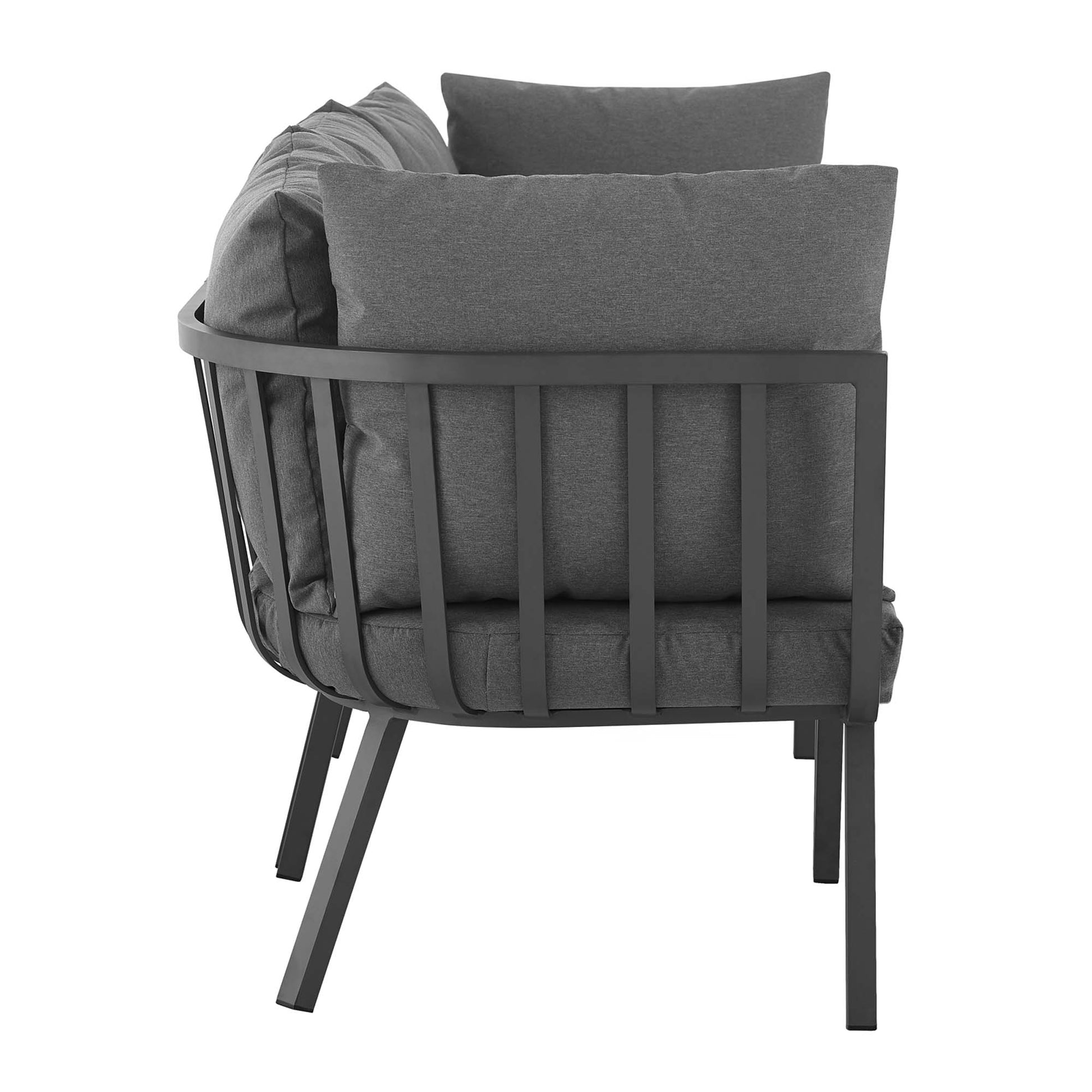 Riverside 3 Piece Outdoor Patio Aluminum Sectional Sofa Set - White Gray