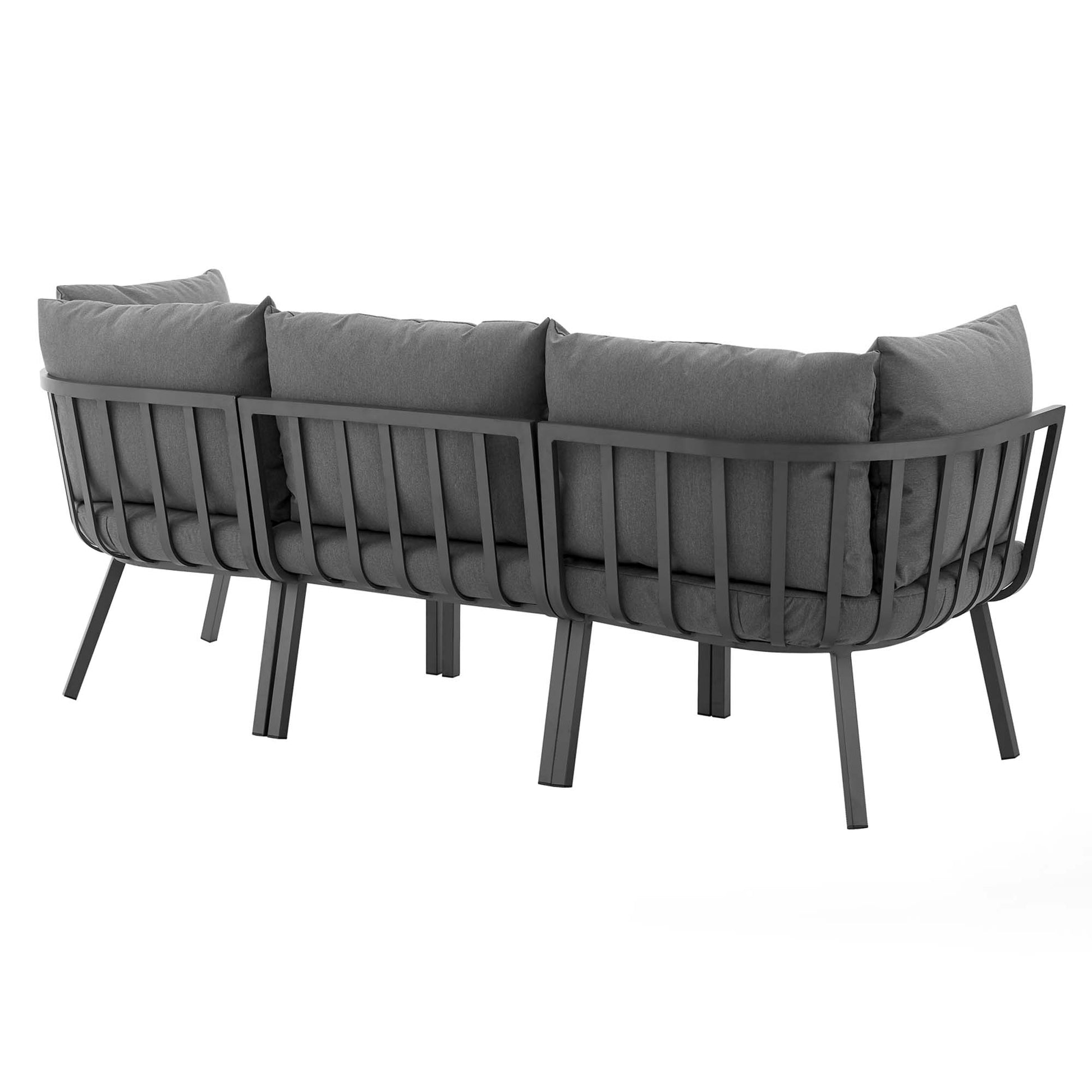 Riverside 3 Piece Outdoor Patio Aluminum Sectional Sofa Set - White Navy