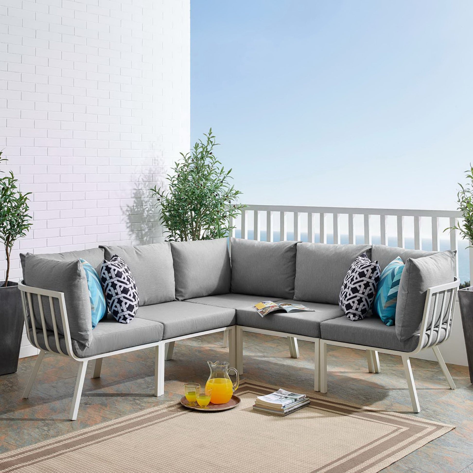 Riverside 5 Piece Outdoor Patio Aluminum Sectional