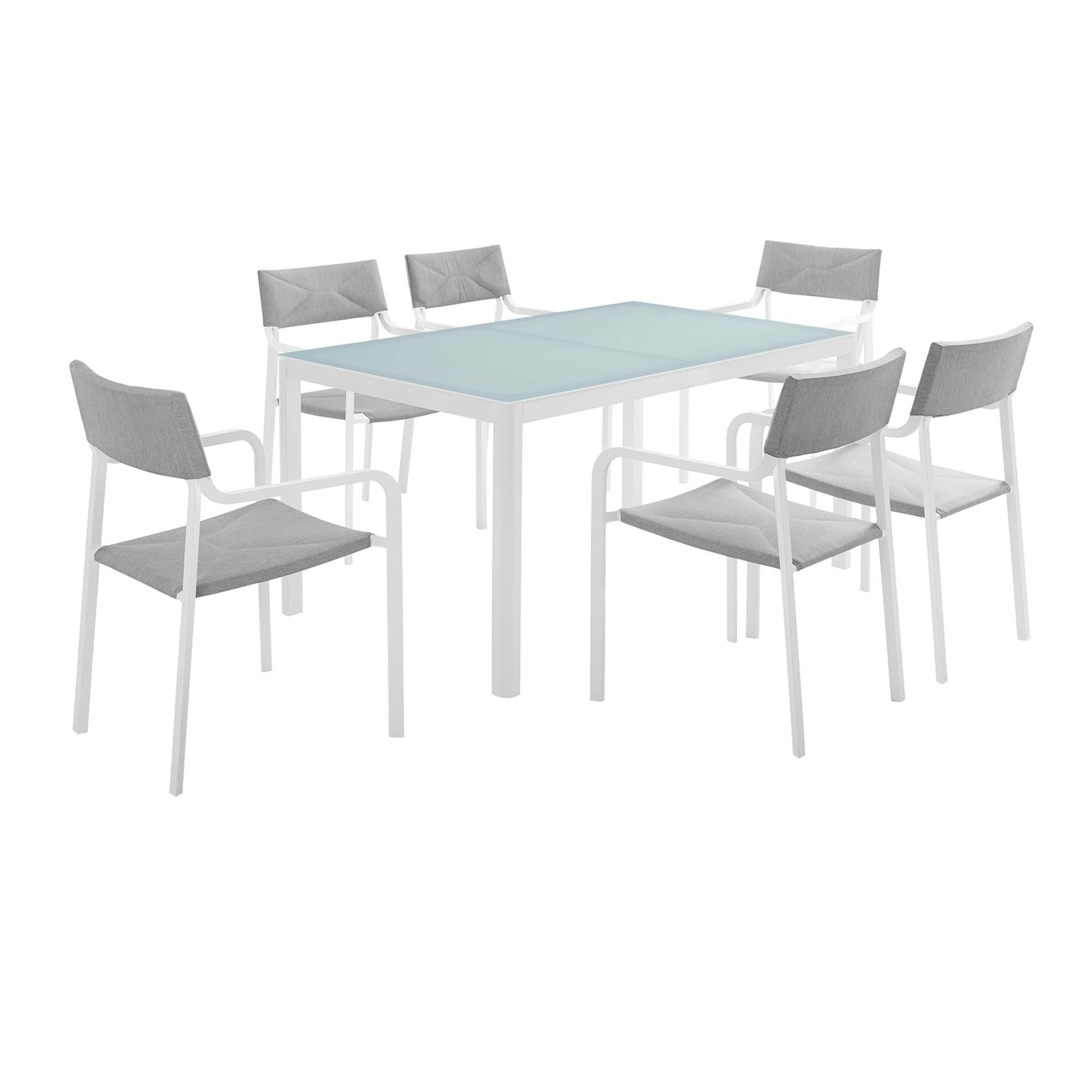 Raleigh 7 Piece Outdoor Patio Aluminum Dining Set - White Gray