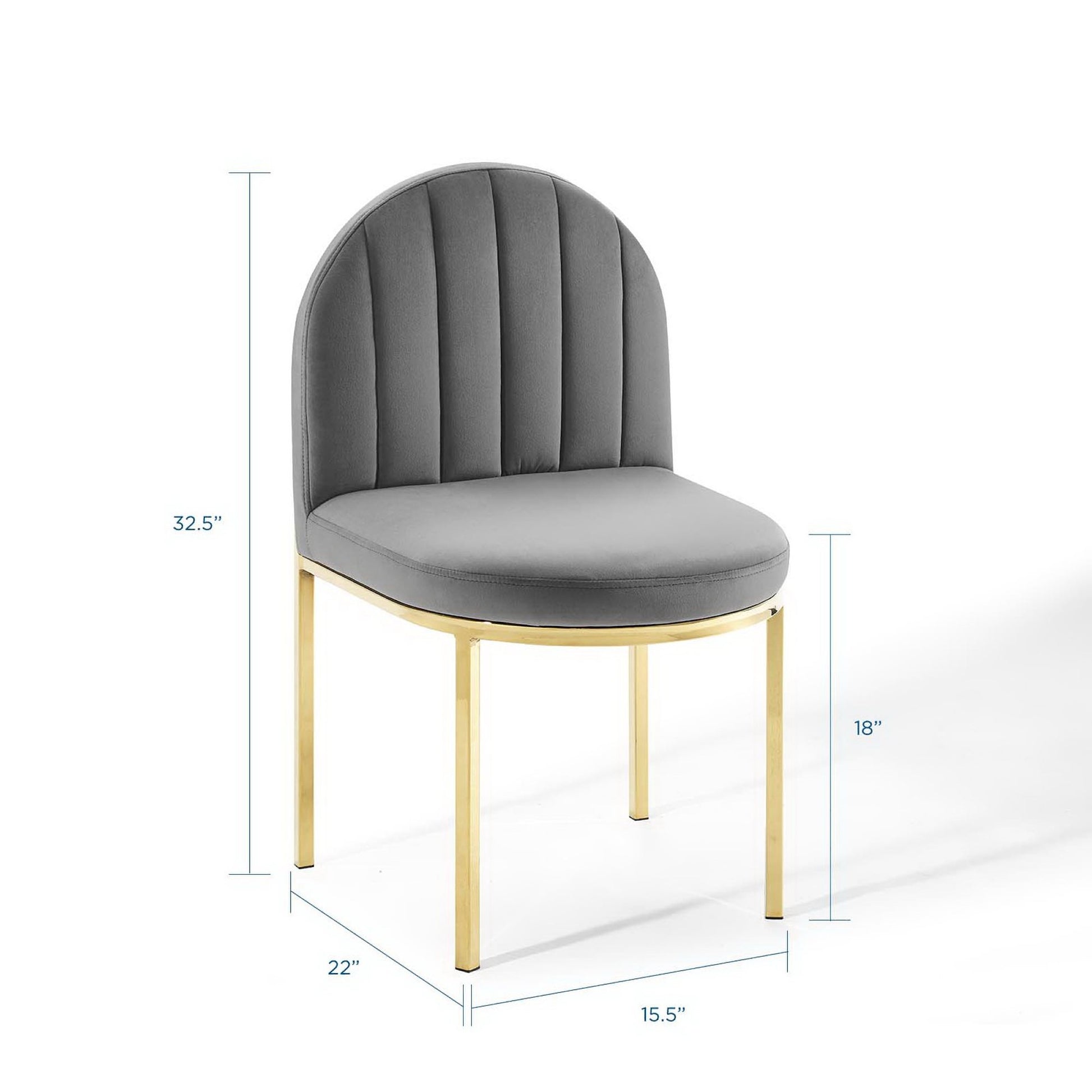 Isla Channel Tufted Performance Velvet Dining Side Chair - Gold Navy