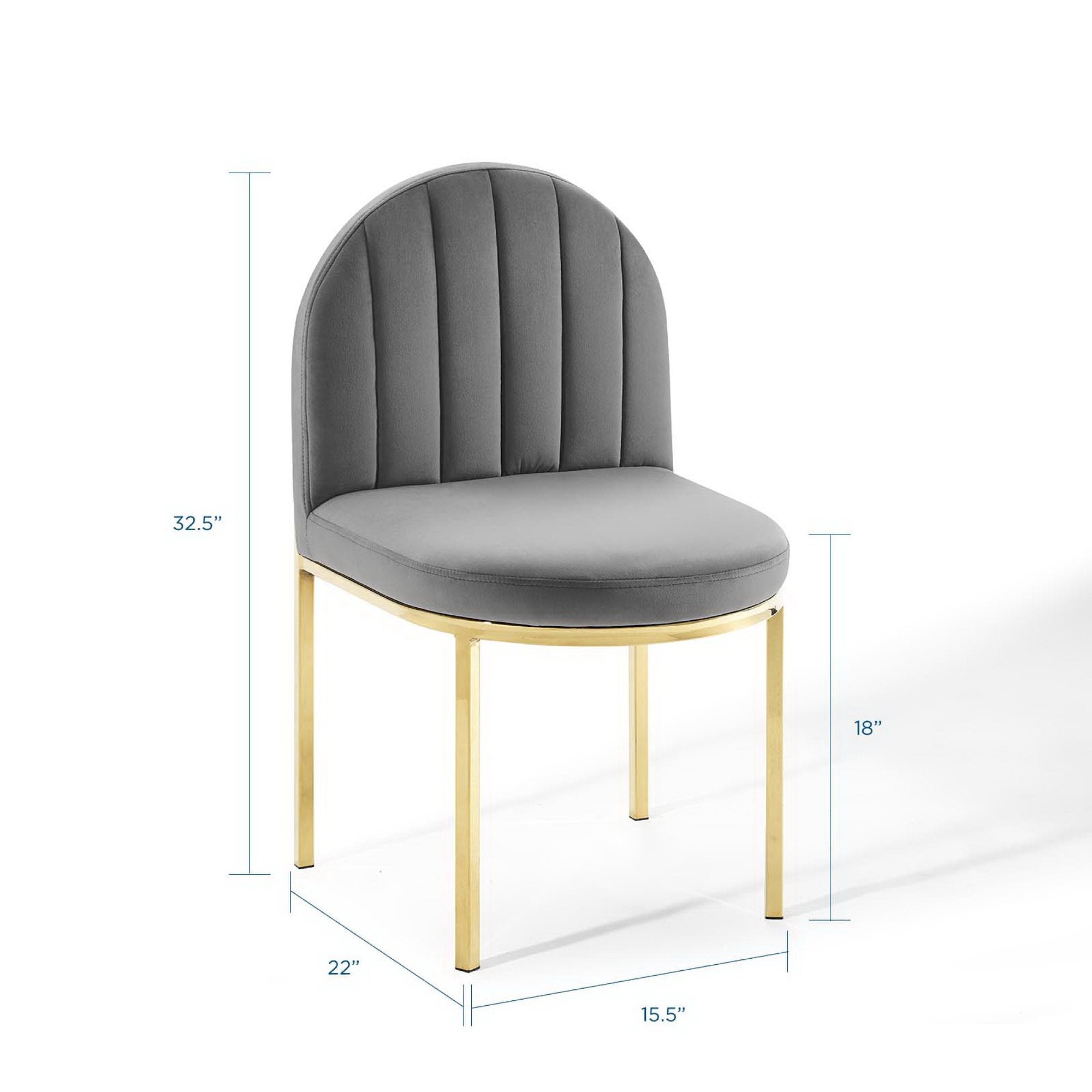 Isla Channel Tufted Performance Velvet Dining Side Chair - Gold Navy