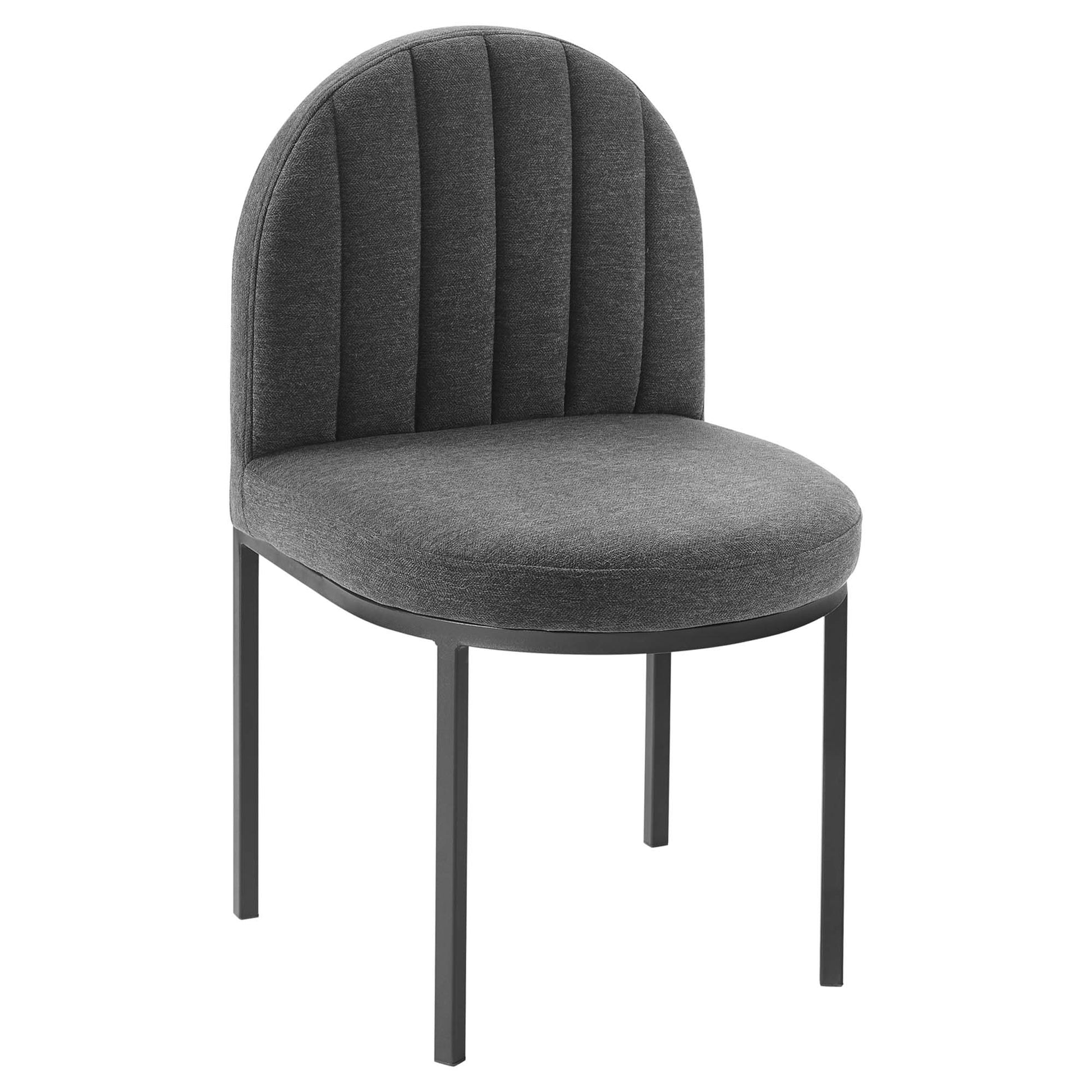 Isla Channel Tufted Upholstered Fabric Dining Side Chair - Black Charcoal