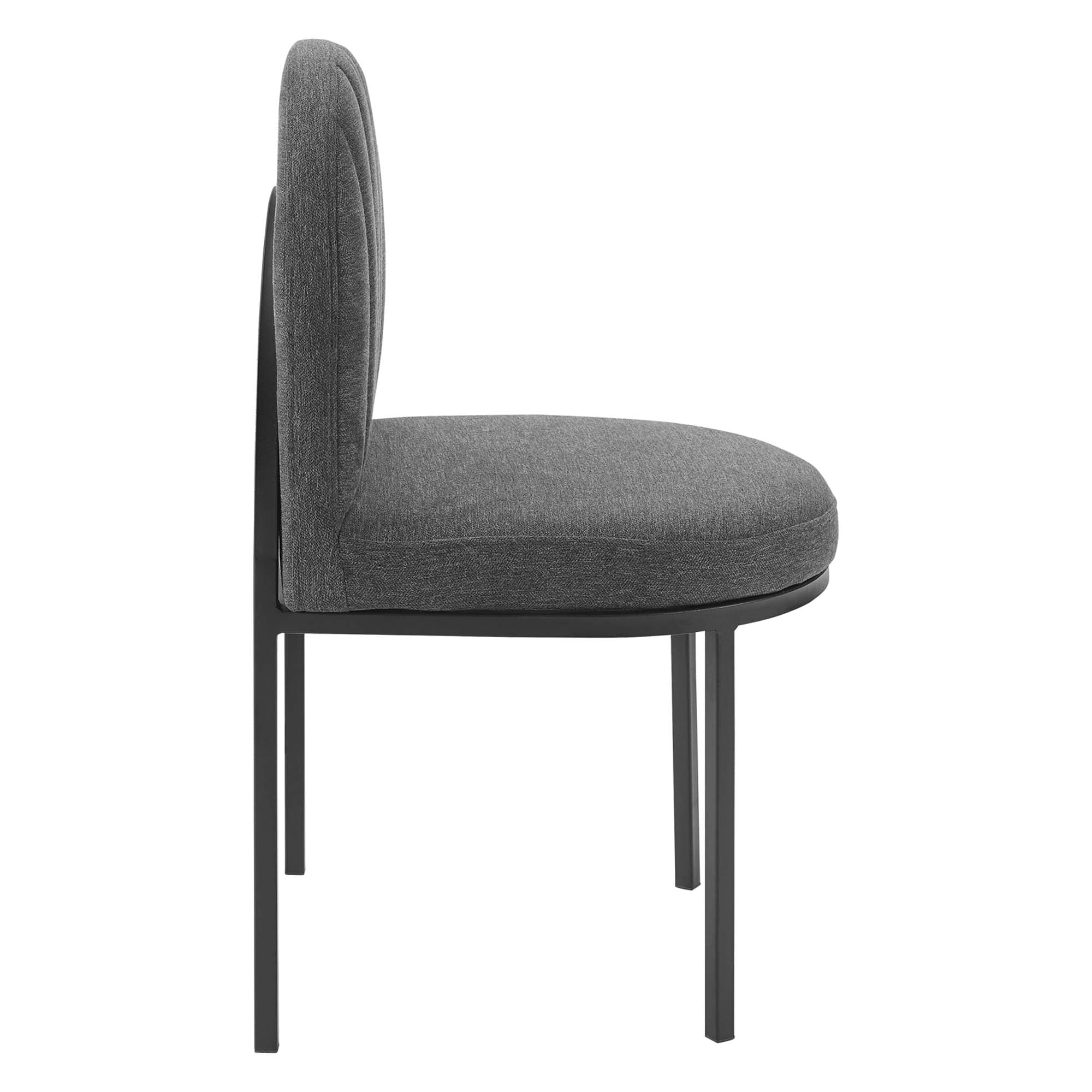 Isla Channel Tufted Upholstered Fabric Dining Side Chair - Black Light Gray